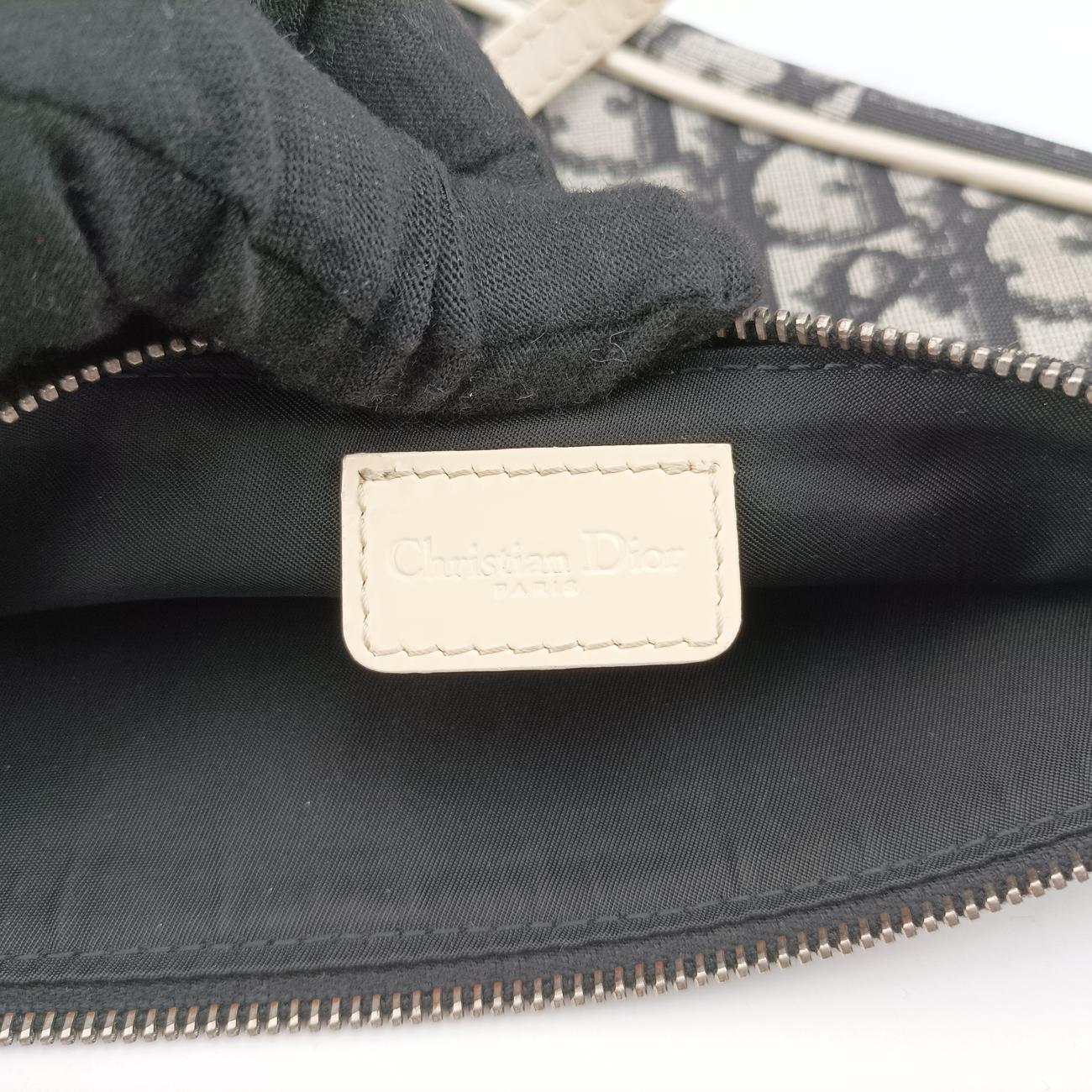 Pre-owned Christian Dior Saddle Black x Gray x White Jacquard  handbag | stylenewstar