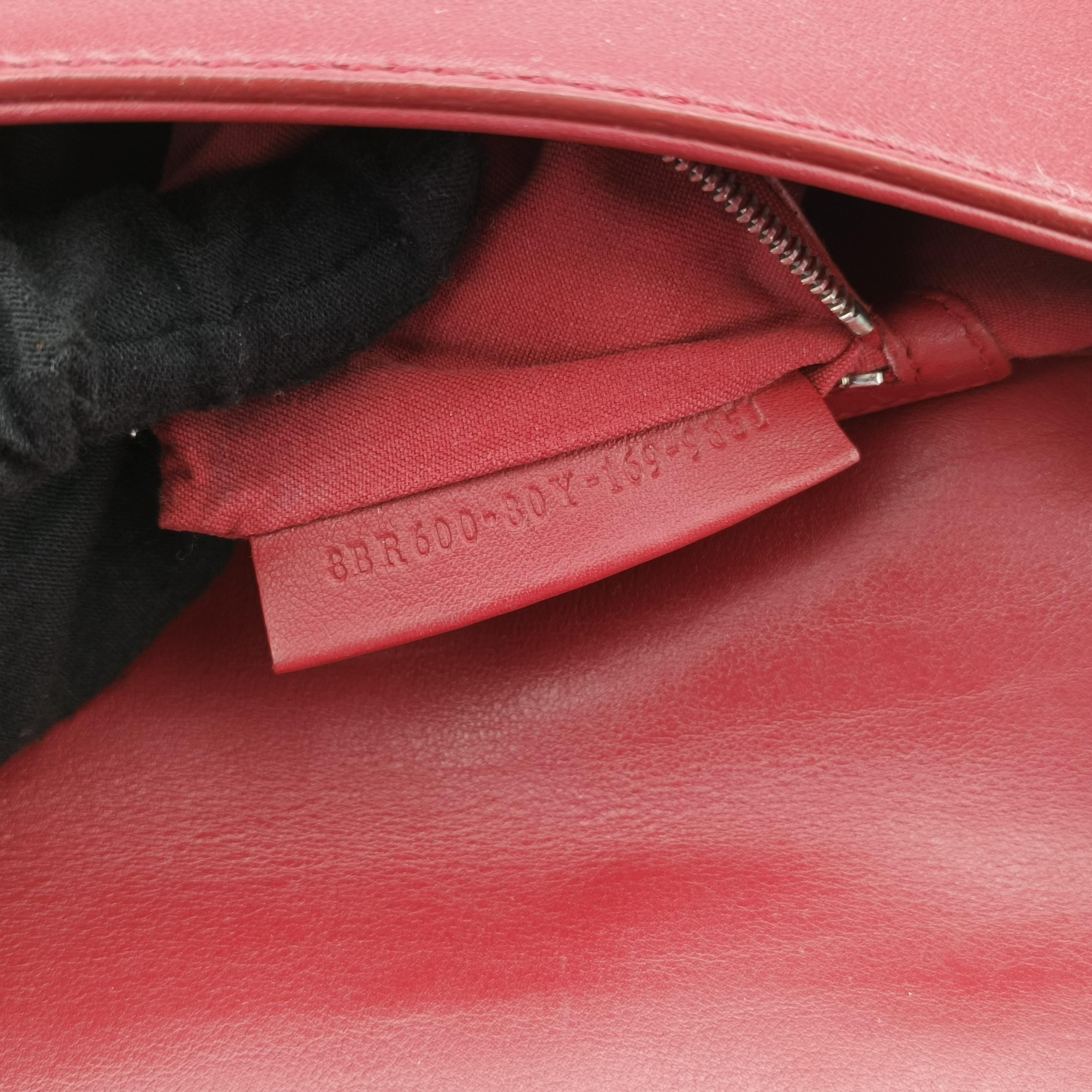 Pre-owned Fendi BAGUETTE Burgundy Leather x snakeskin 8BR600 shoulderbag | stylenewstar