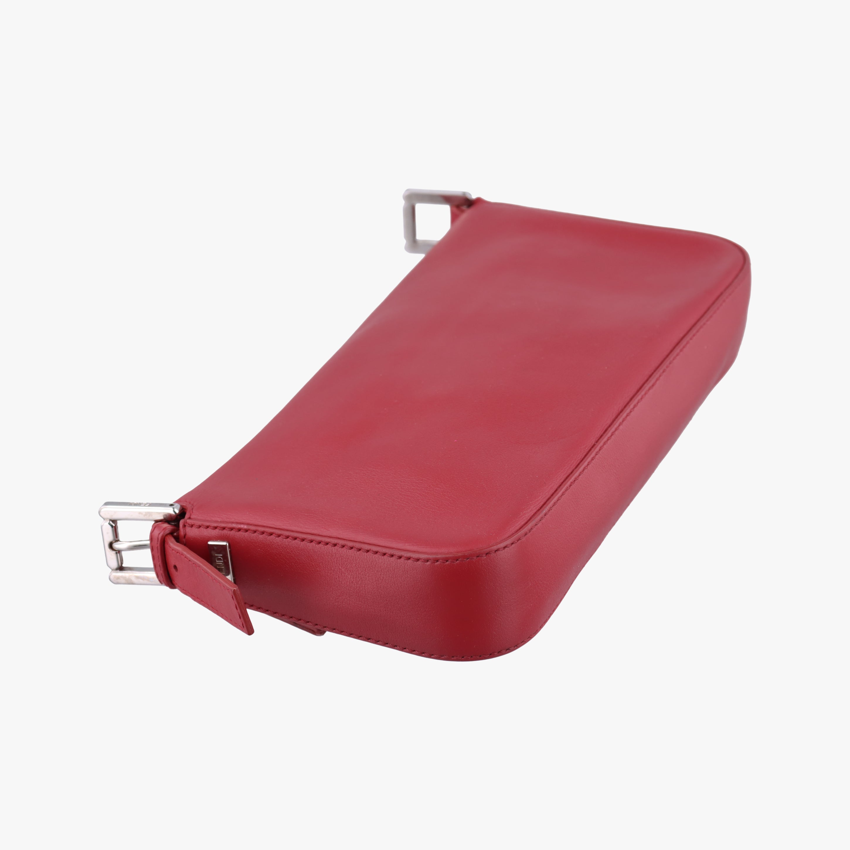 Pre-owned Fendi BAGUETTE Burgundy Leather x snakeskin 8BR600 shoulderbag | stylenewstar