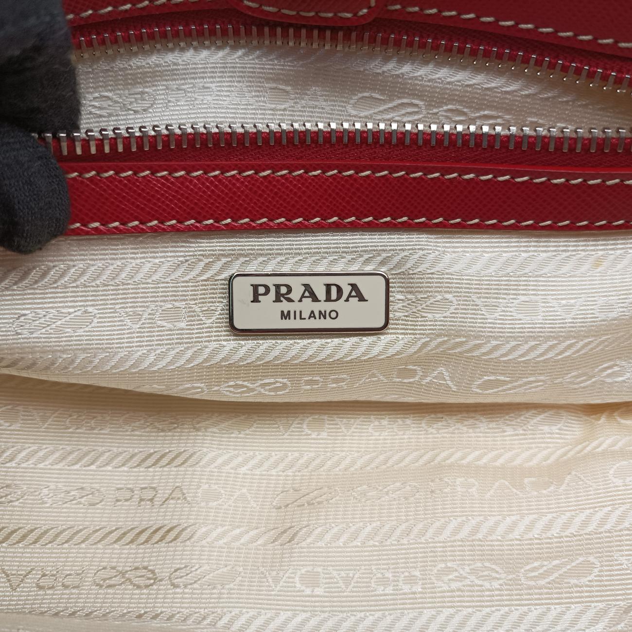 Pre-owned Prada Heart Pattern White× Red× black Nylon  shoulderbag | stylenewstar
