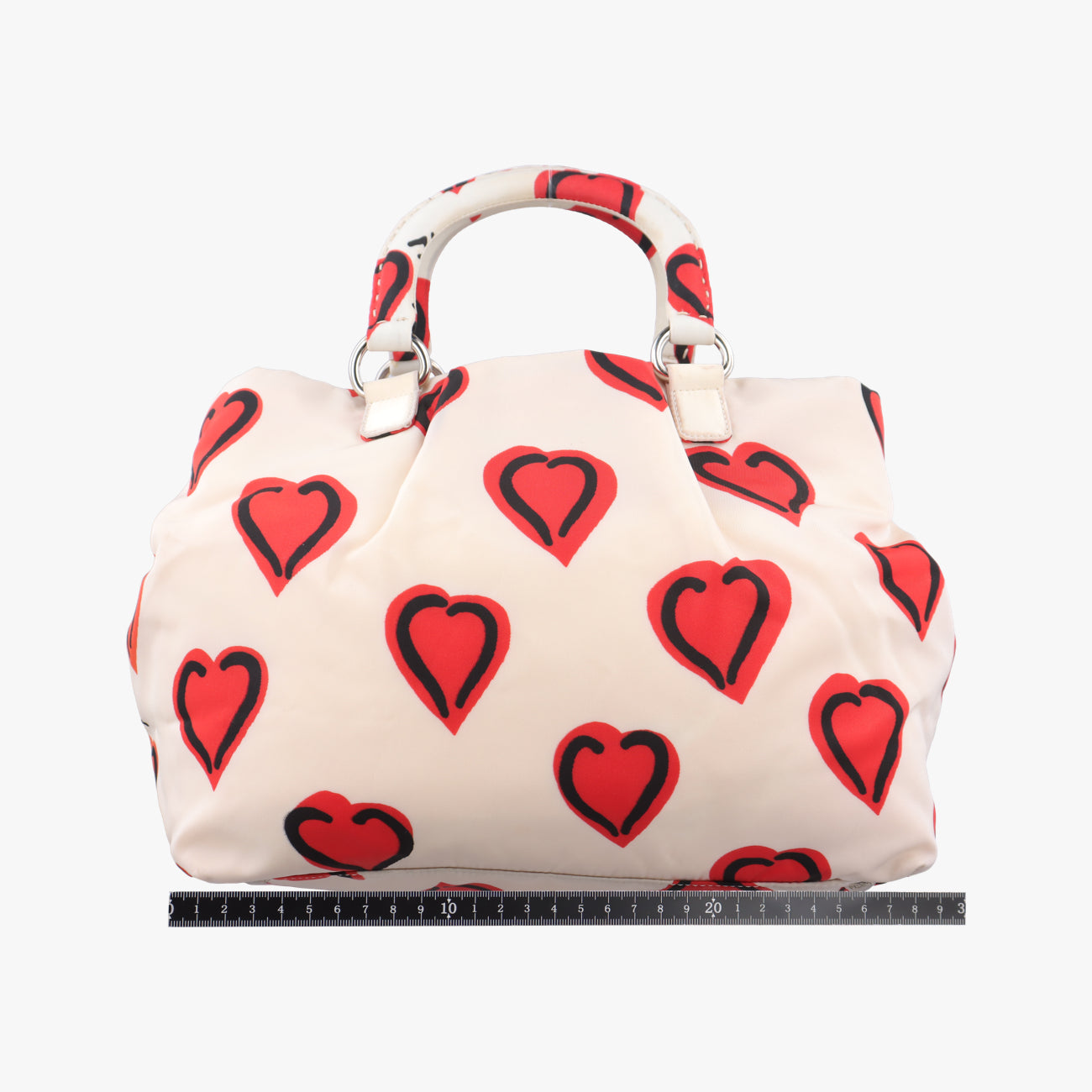 Pre-owned Prada Heart Pattern White× Red× black Nylon  shoulderbag | stylenewstar