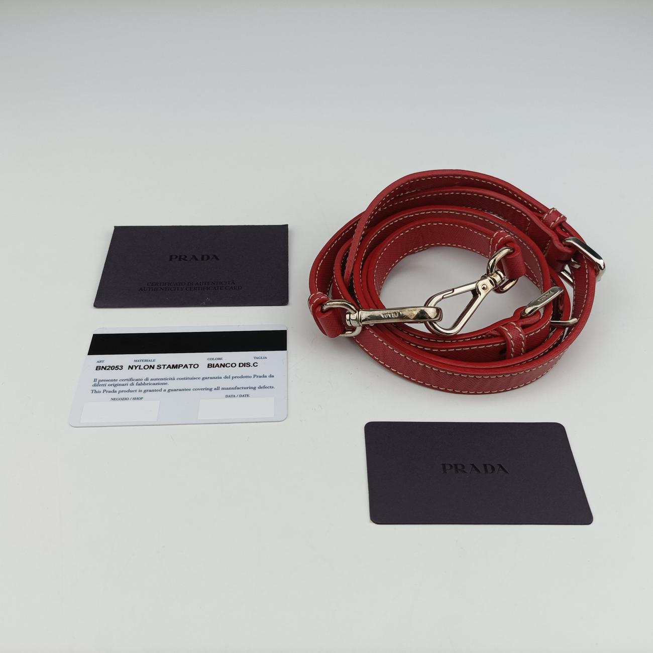 Pre-owned Prada Heart Pattern White× Red× black Nylon  shoulderbag | stylenewstar