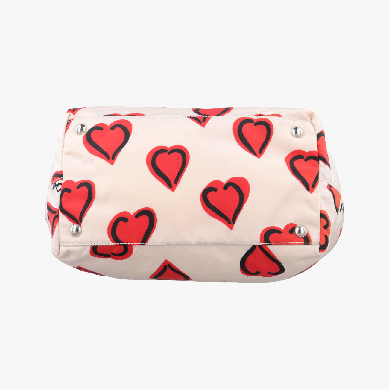 Pre-owned Prada Heart Pattern White× Red× black Nylon  shoulderbag | stylenewstar