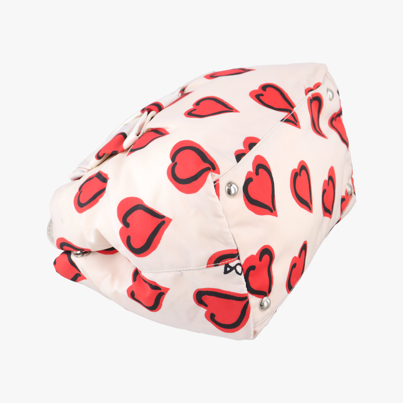 Pre-owned Prada Heart Pattern White× Red× black Nylon  shoulderbag | stylenewstar