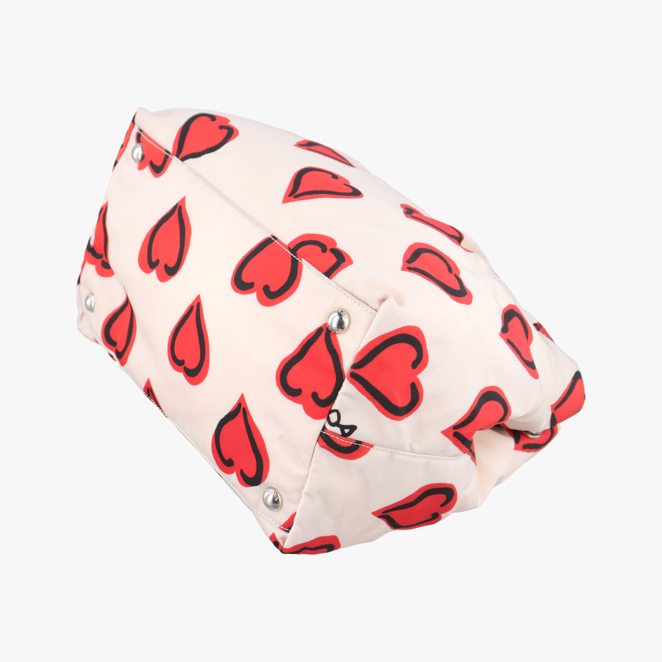 Pre-owned Prada Heart Pattern White× Red× black Nylon  shoulderbag | stylenewstar