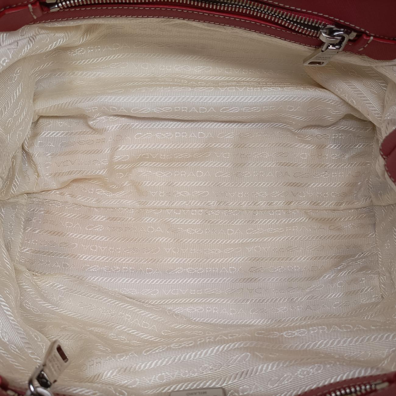 Pre-owned Prada Heart Pattern White× Red× black Nylon  shoulderbag | stylenewstar