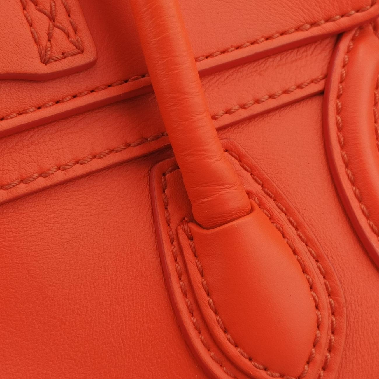 Pre-owned Celine luggage nano shopper Orange Leather  shoulderbag | stylenewstar