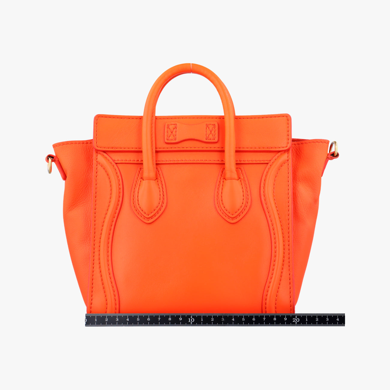 Pre-owned Celine luggage nano shopper Orange Leather  shoulderbag | stylenewstar