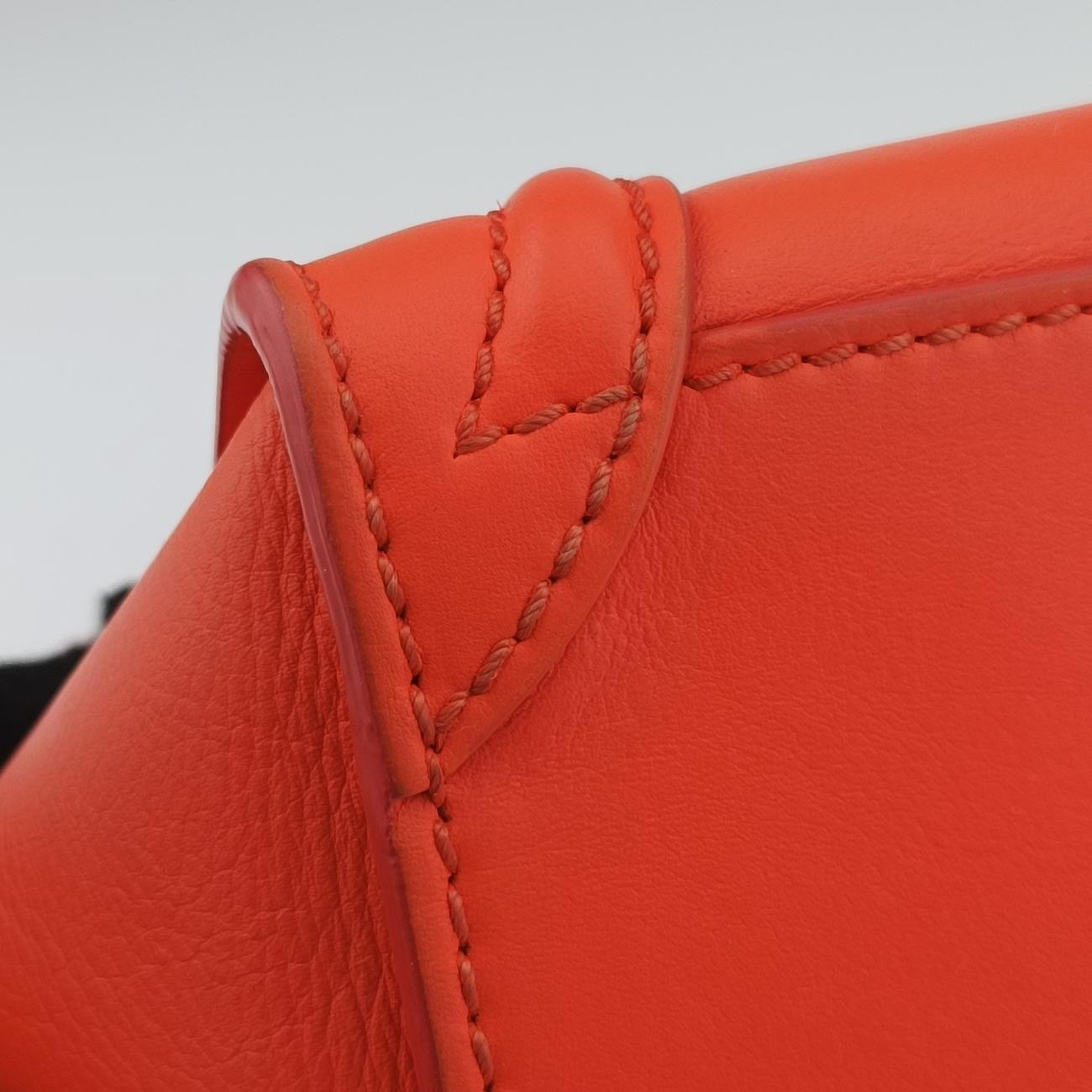 Pre-owned Celine luggage nano shopper Orange Leather  shoulderbag | stylenewstar