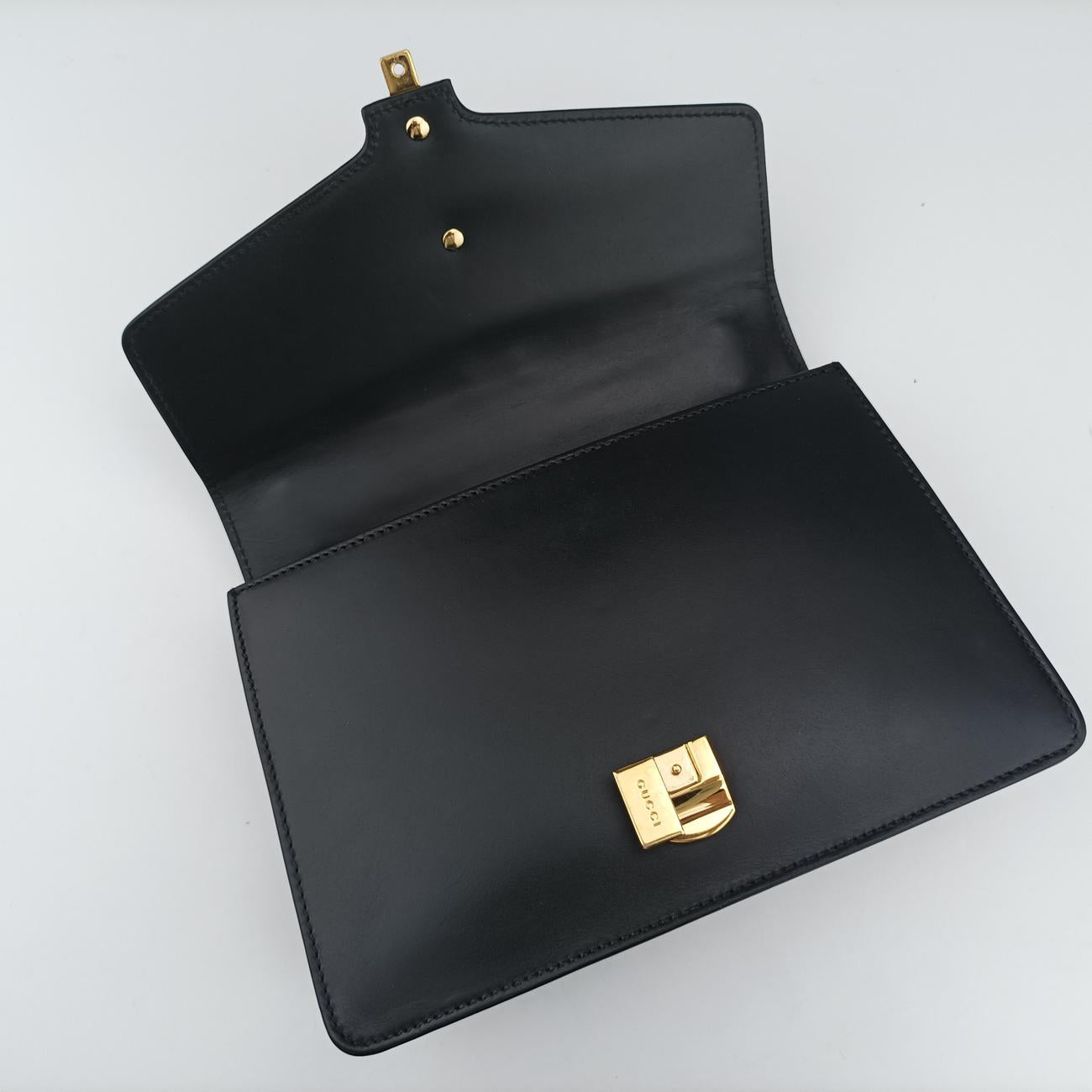 Pre-owned Gucci Sylvie Black×GREEN×RED Leather 421882 shoulderbag | stylenewstar