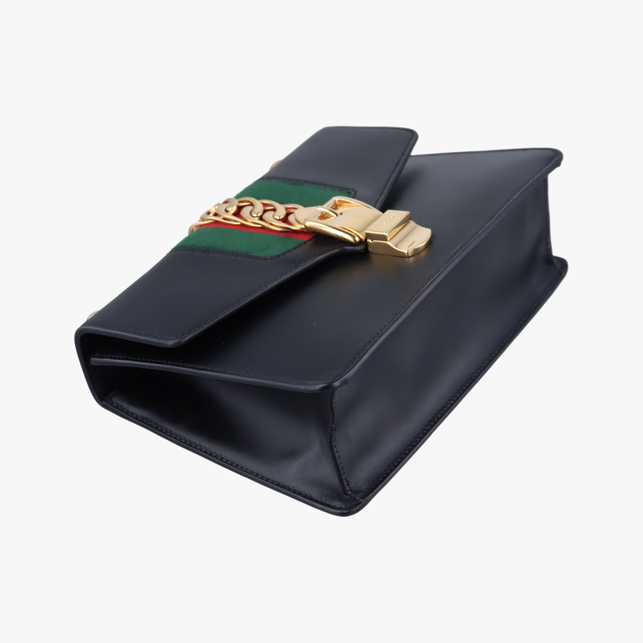 Pre-owned Gucci Sylvie Black×GREEN×RED Leather 421882 shoulderbag | stylenewstar