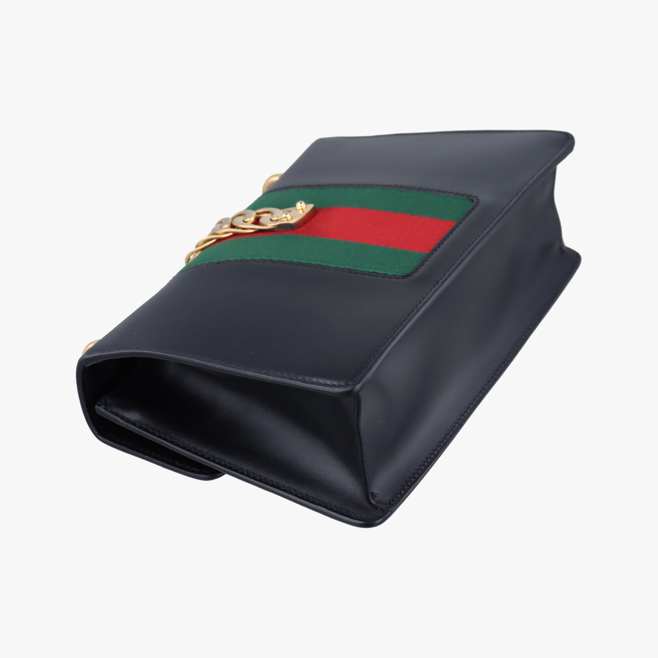 Pre-owned Gucci Sylvie Black×GREEN×RED Leather 421882 shoulderbag | stylenewstar