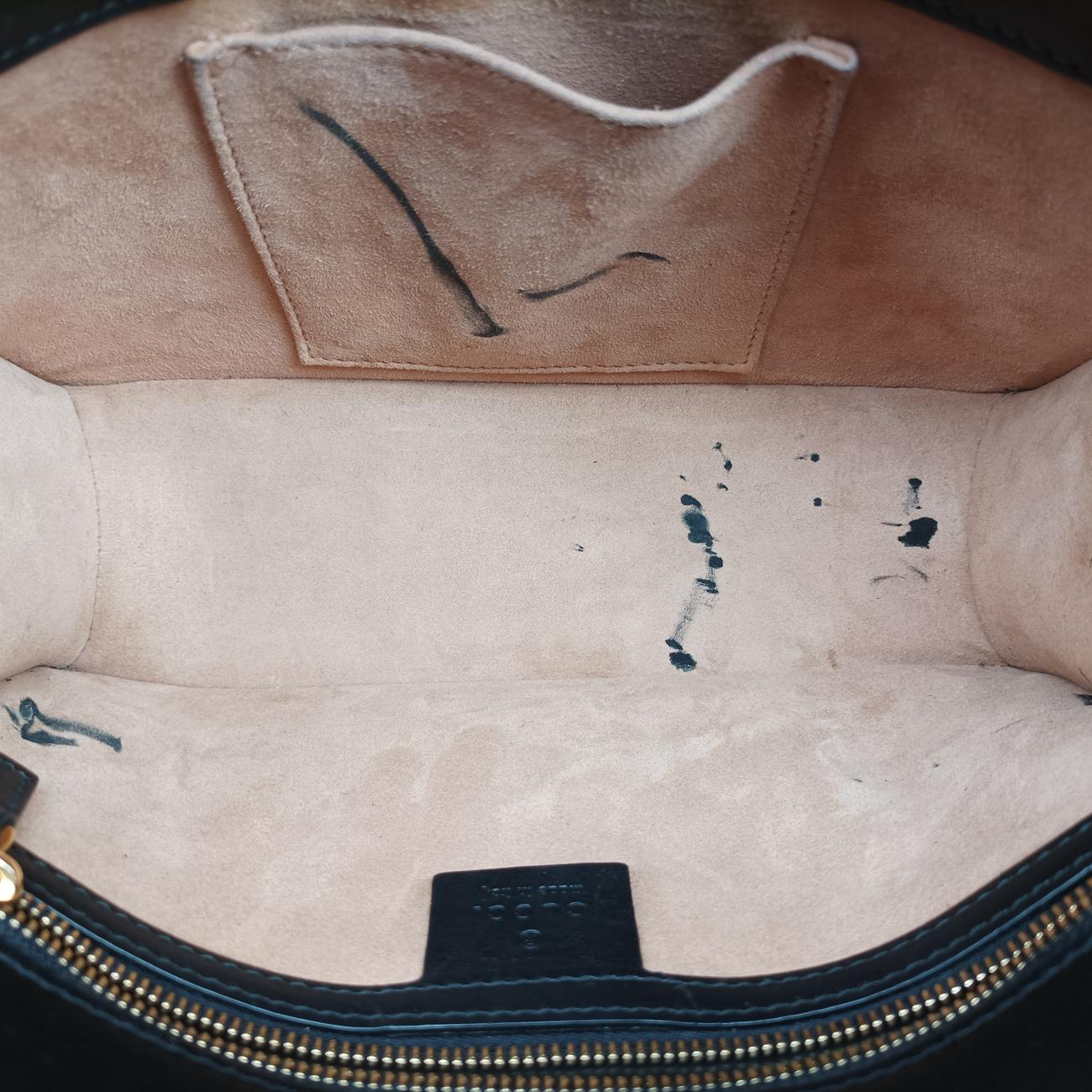 Pre-owned Gucci Sylvie Black×GREEN×RED Leather 421882 shoulderbag | stylenewstar