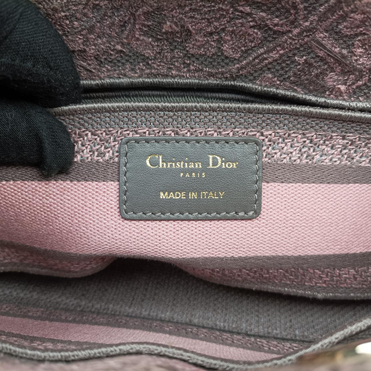 Pre-owned Christian Dior Medium Lady D-Joy Toile de Jouy Grau Pink×grey canvas  shoulderbag | stylenewstar