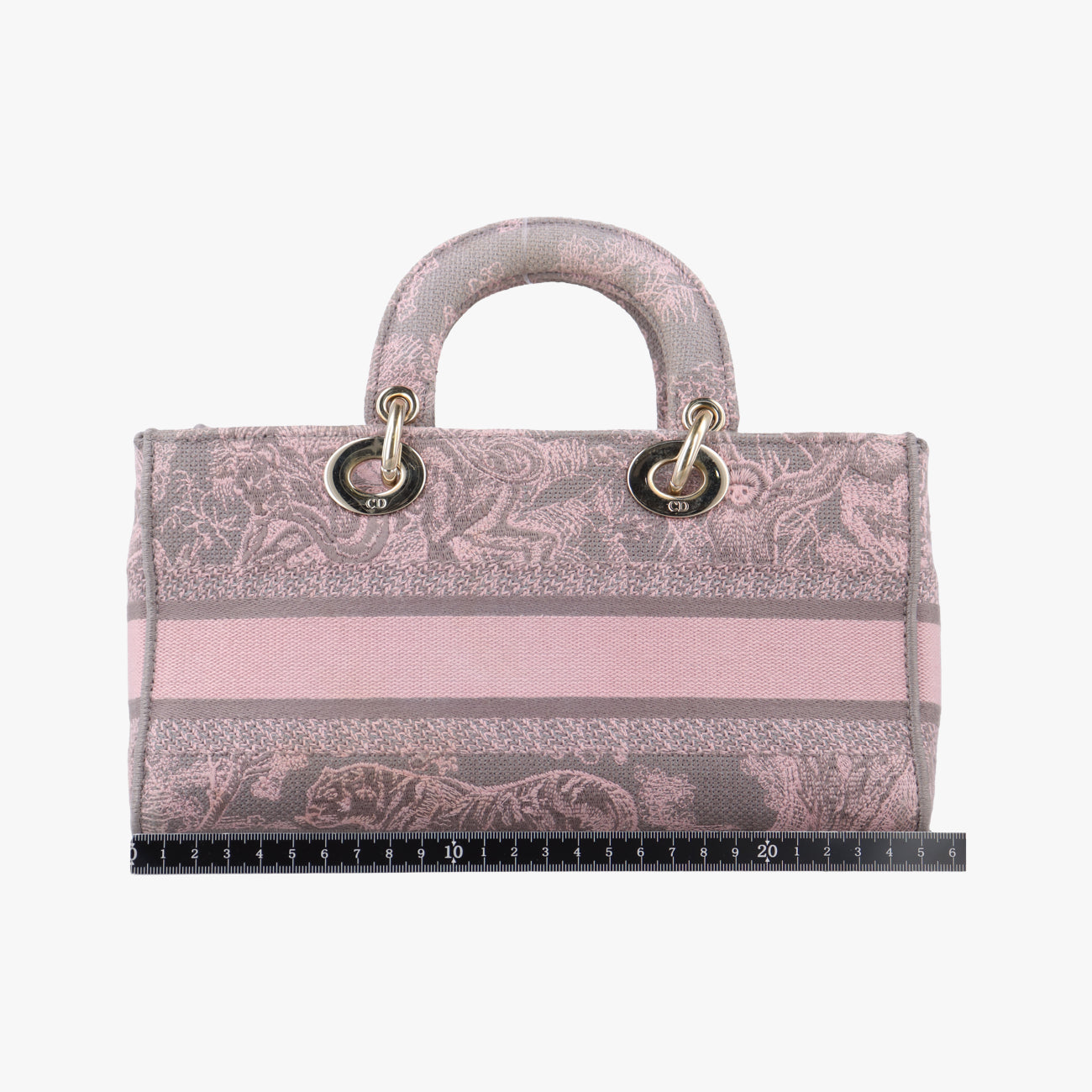 Pre-owned Christian Dior Medium Lady D-Joy Toile de Jouy Grau Pink×grey canvas  shoulderbag | stylenewstar