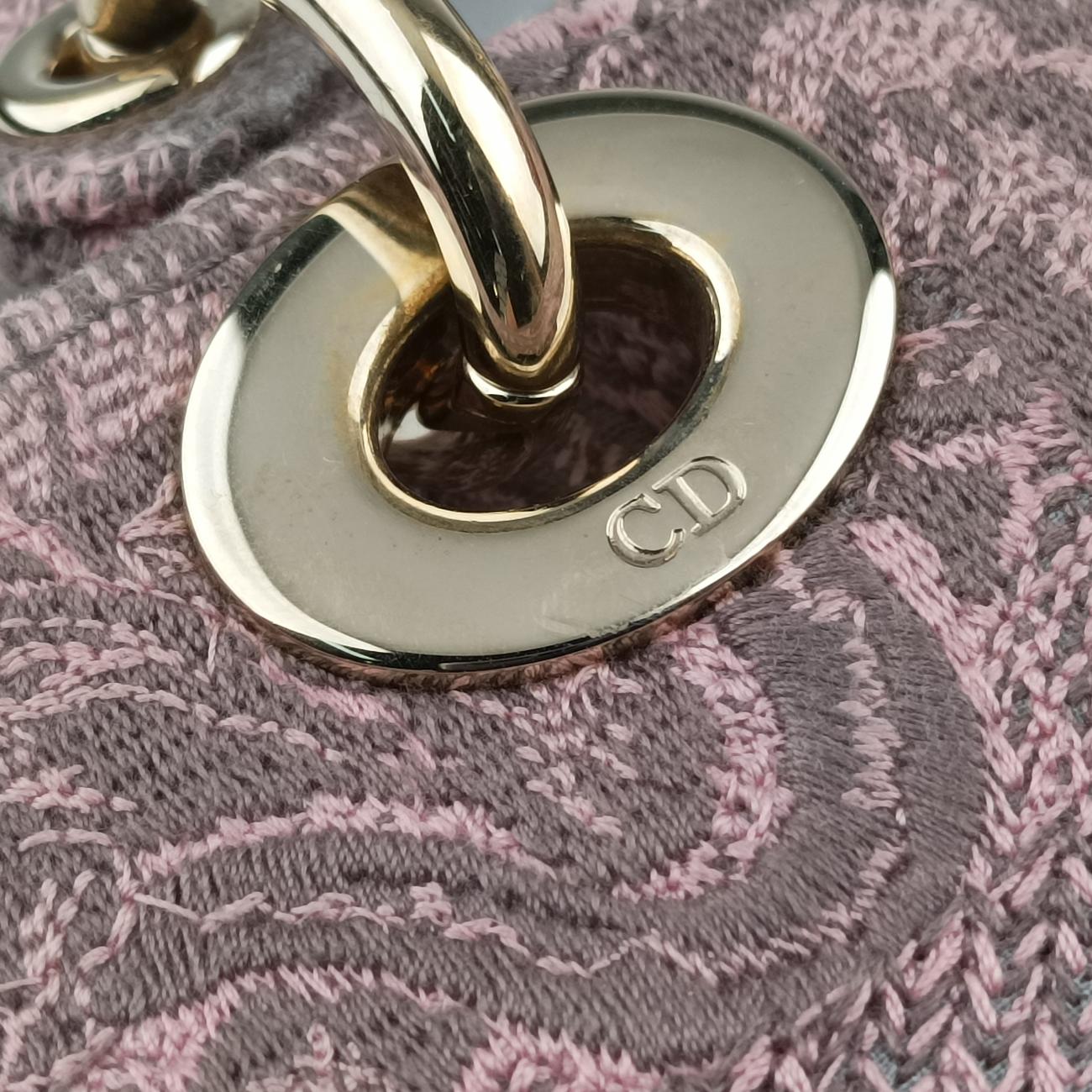 Pre-owned Christian Dior Medium Lady D-Joy Toile de Jouy Grau Pink×grey canvas  shoulderbag | stylenewstar