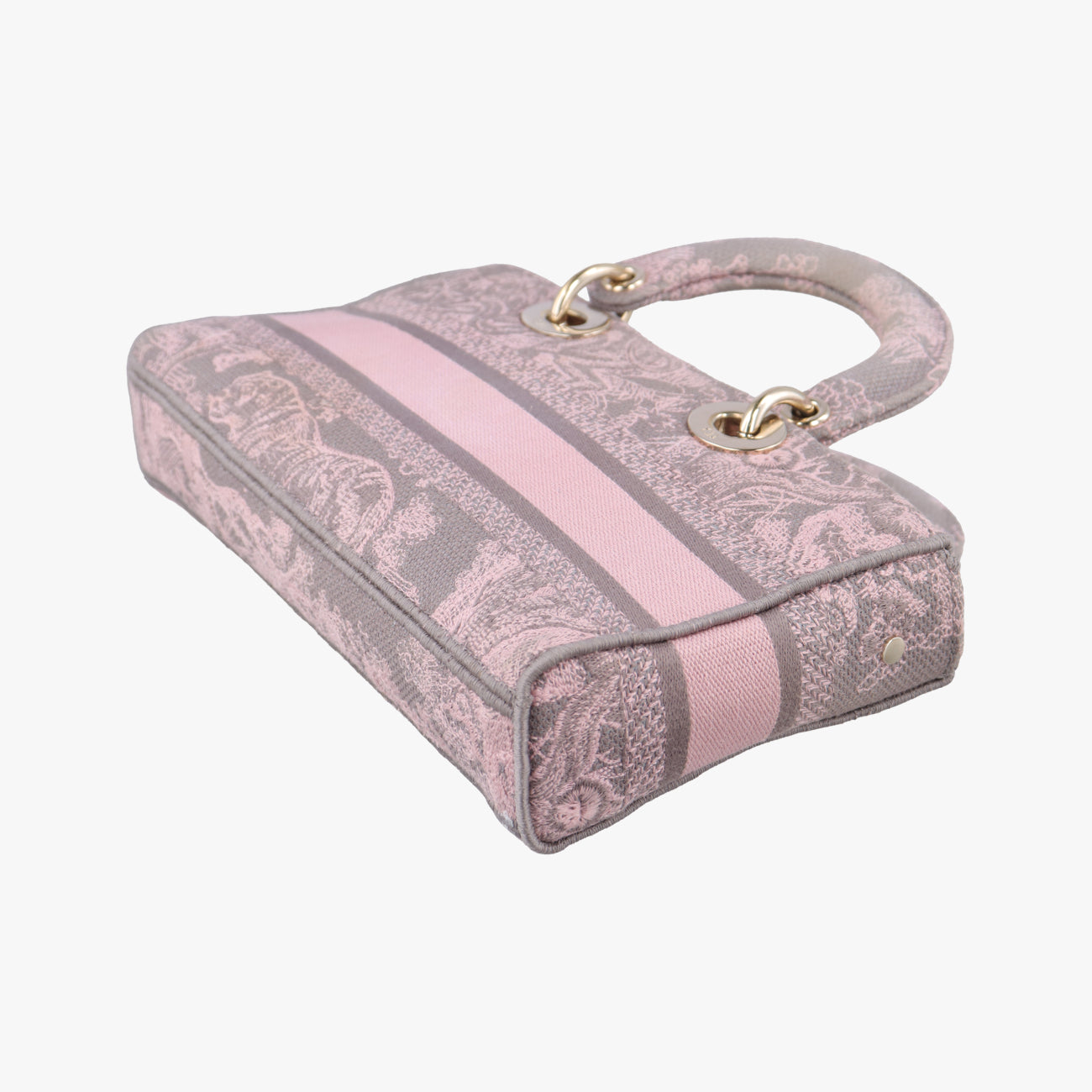 Pre-owned Christian Dior Medium Lady D-Joy Toile de Jouy Grau Pink×grey canvas  shoulderbag | stylenewstar