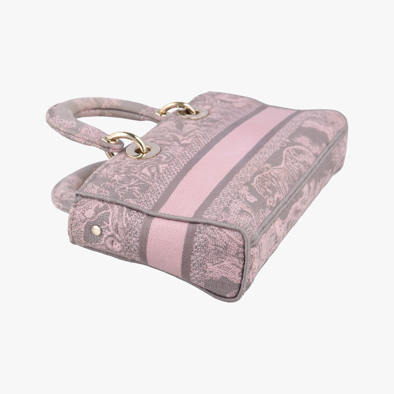 Pre-owned Christian Dior Medium Lady D-Joy Toile de Jouy Grau Pink×grey canvas  shoulderbag | stylenewstar