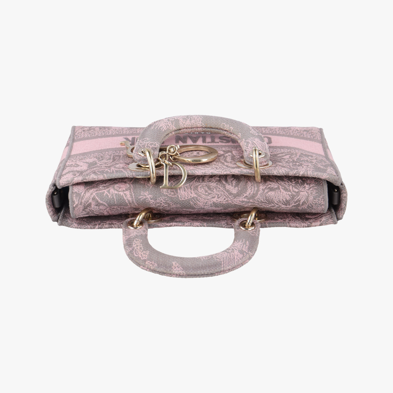 Pre-owned Christian Dior Medium Lady D-Joy Toile de Jouy Grau Pink×grey canvas  shoulderbag | stylenewstar