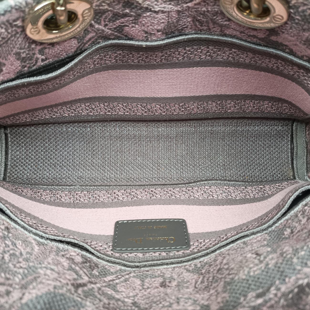 Pre-owned Christian Dior Medium Lady D-Joy Toile de Jouy Grau Pink×grey canvas  shoulderbag | stylenewstar