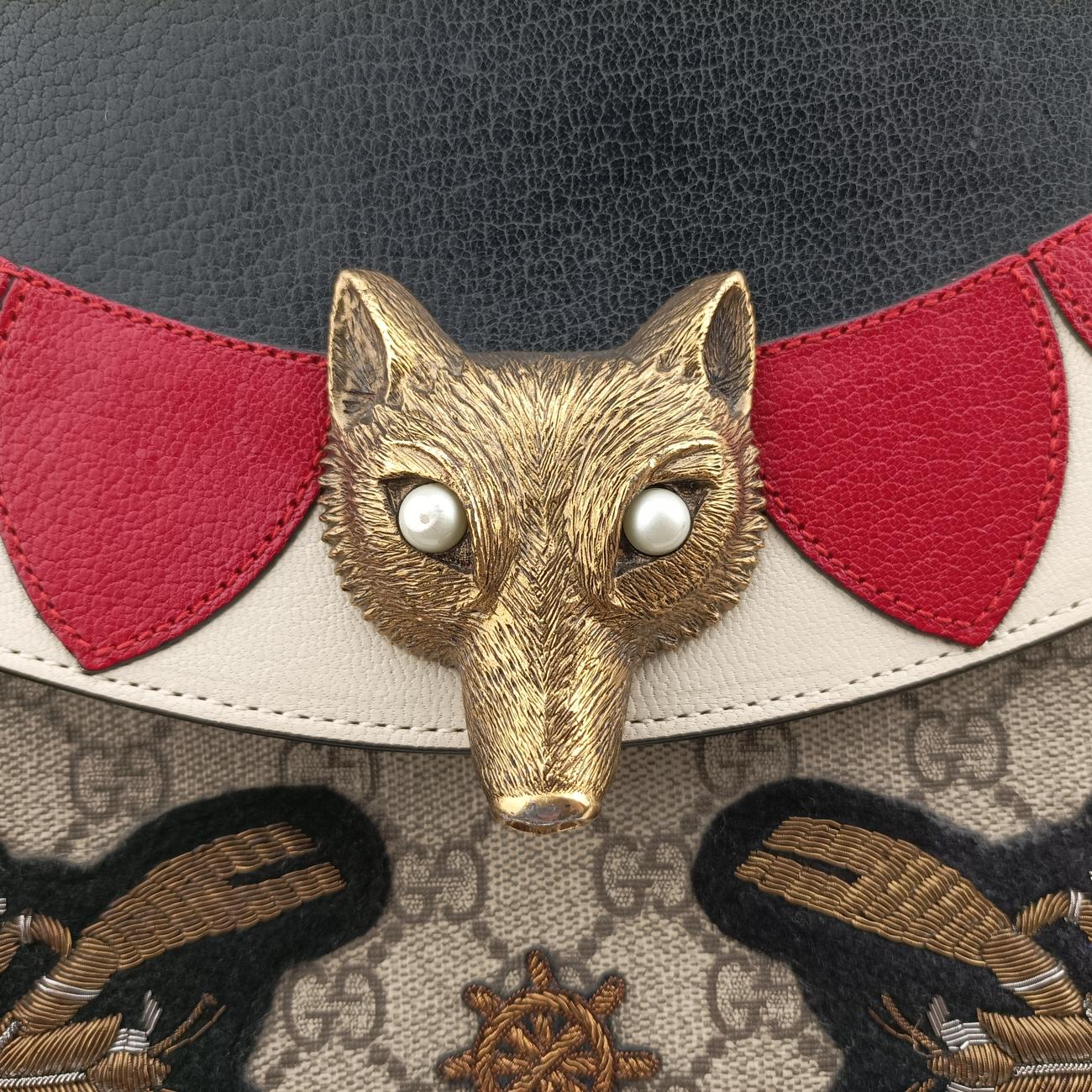 Pre-owned Gucci GG Supreme Fox Beige×Multicolour PVC coated canvas×Leather 466432 shoulderbag | stylenewstar