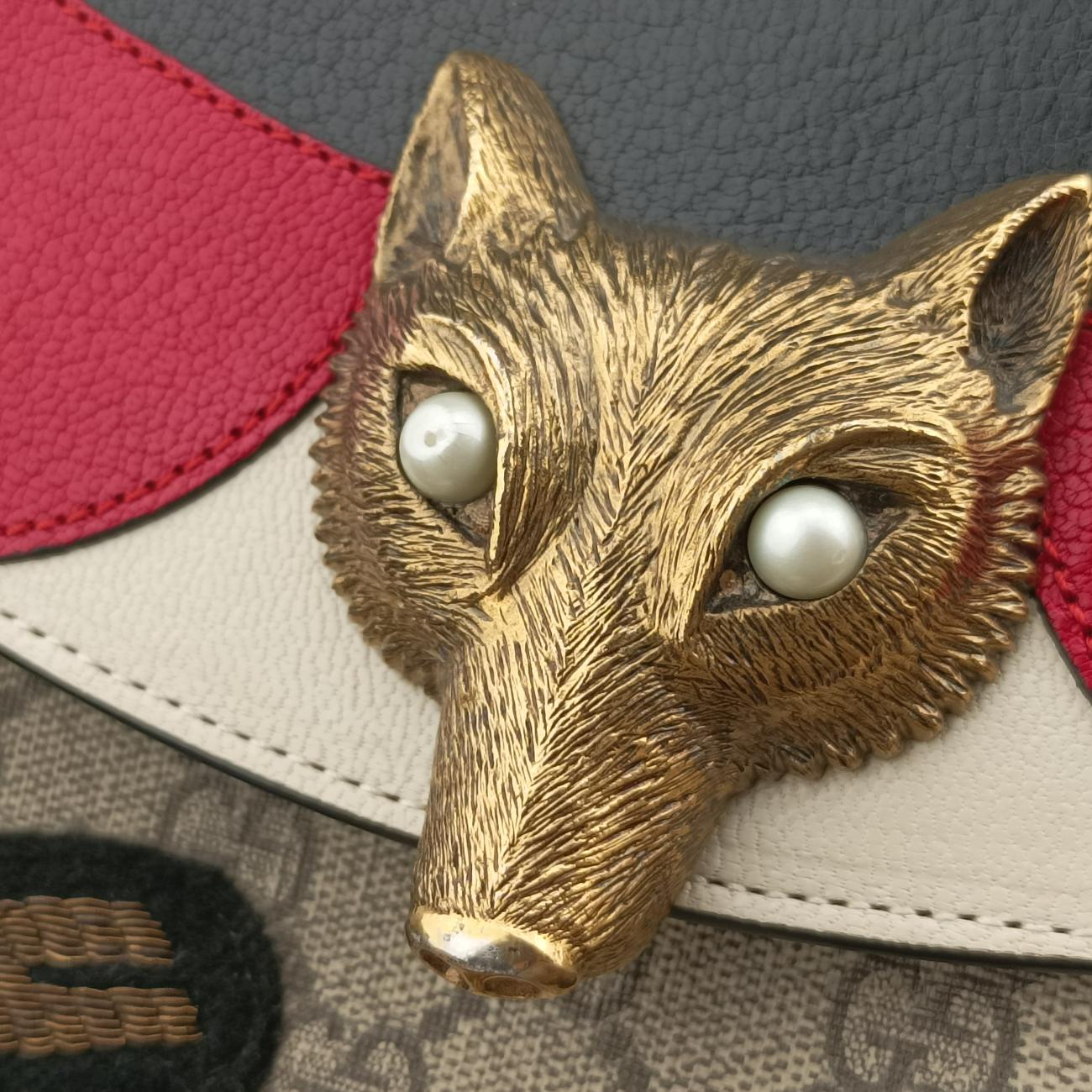 Pre-owned Gucci GG Supreme Fox Beige×Multicolour PVC coated canvas×Leather 466432 shoulderbag | stylenewstar