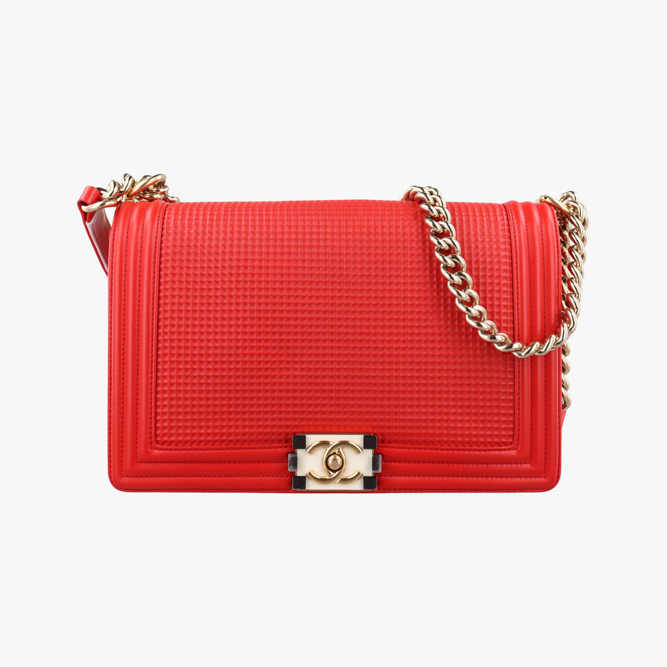 Secondhand Chanel BOY CHANEL Red lambskin A92096 shoulderbag | stylenewstar