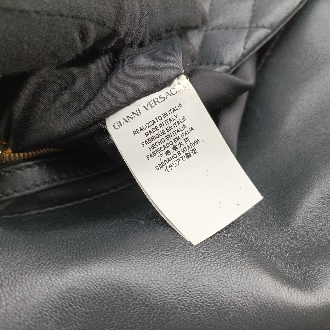 Secondhand VERSACE Barocco Floral Stitch Top Black×Yellow leather  handbag | stylenewstar