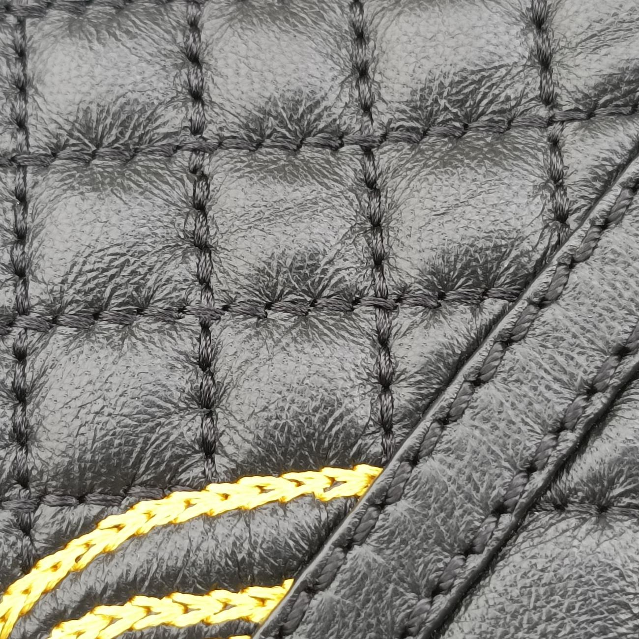 Secondhand VERSACE Barocco Floral Stitch Top Black×Yellow leather  handbag | stylenewstar