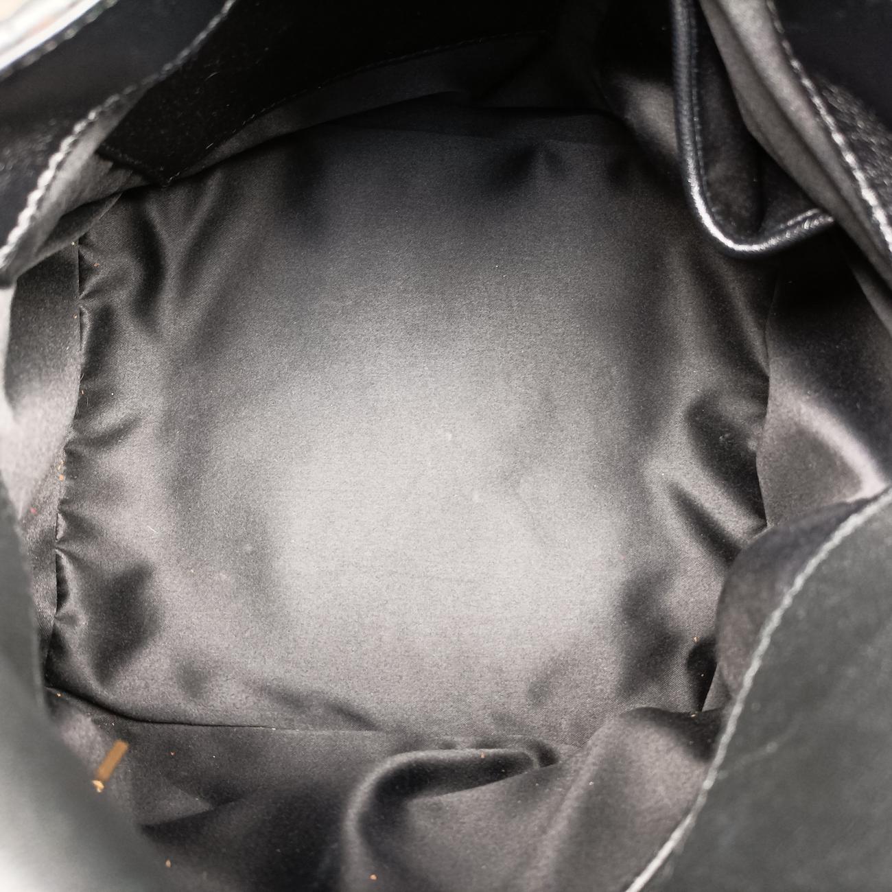 Secondhand VERSACE Barocco Floral Stitch Top Black×Yellow leather  handbag | stylenewstar