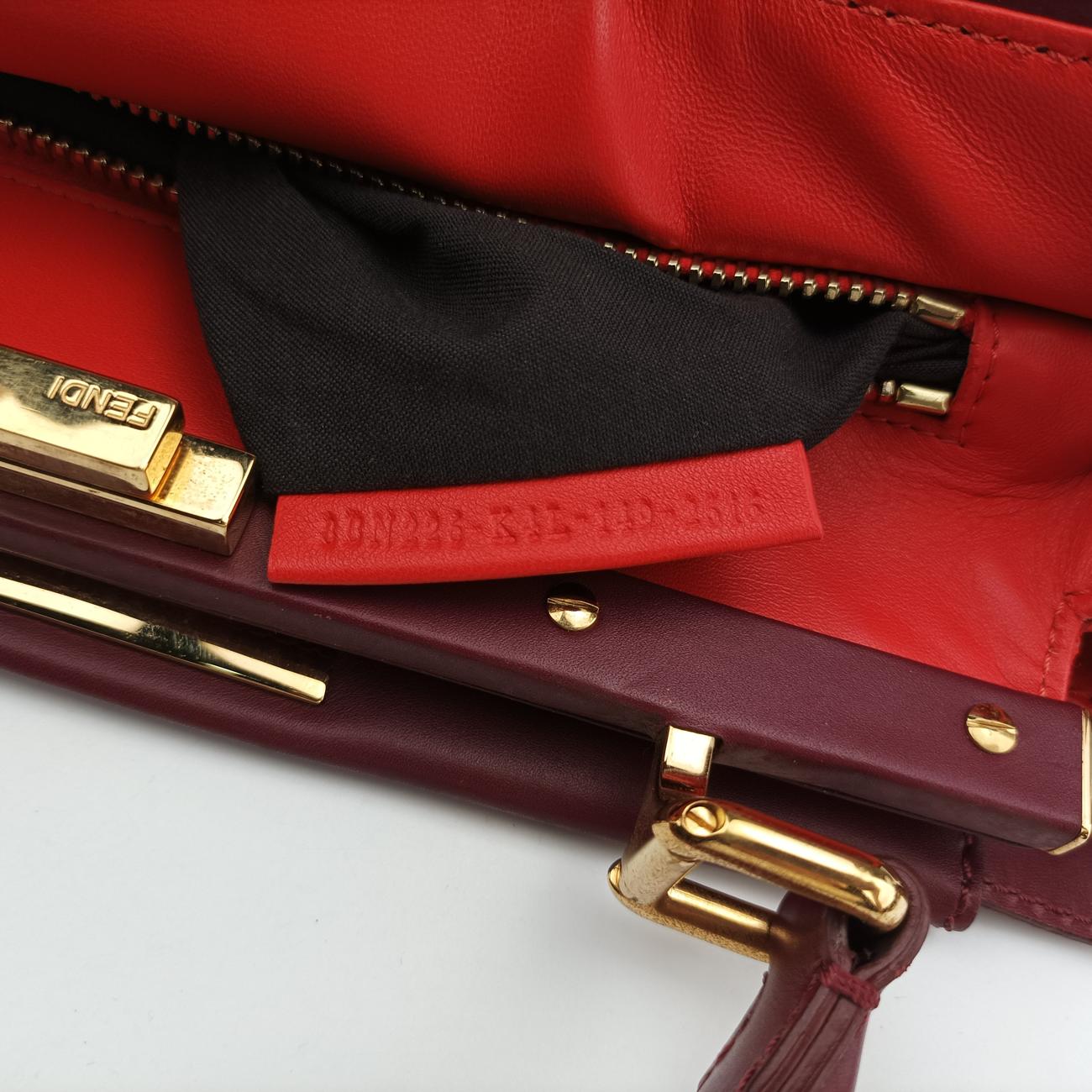 Pre-owned Fendi PEEKABOO Burgundy Leather 8BN226 shoulderbag | stylenewstar