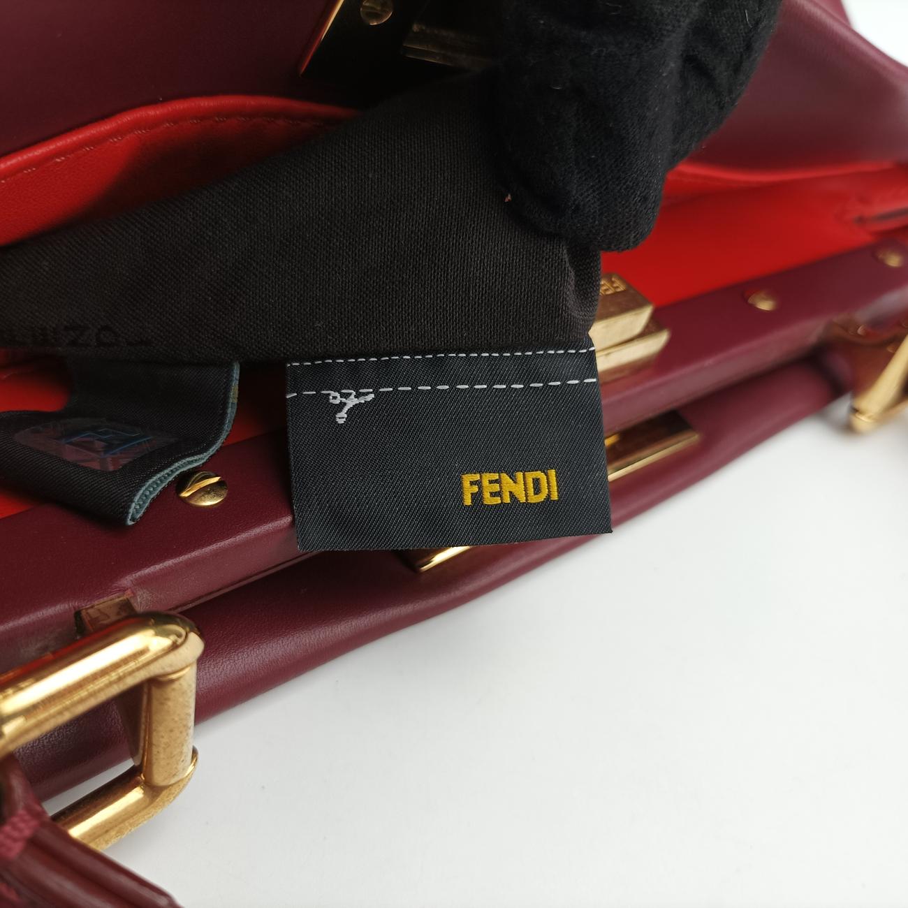 Pre-owned Fendi PEEKABOO Burgundy Leather 8BN226 shoulderbag | stylenewstar