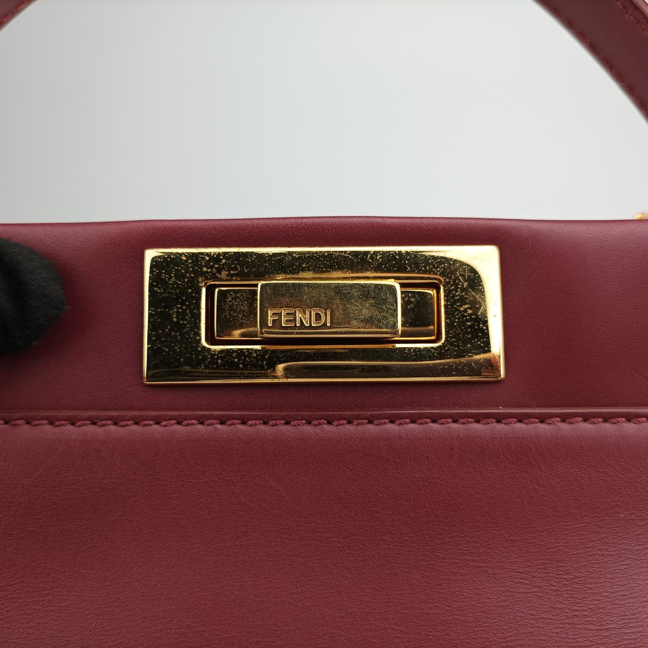 Pre-owned Fendi PEEKABOO Burgundy Leather 8BN226 shoulderbag | stylenewstar