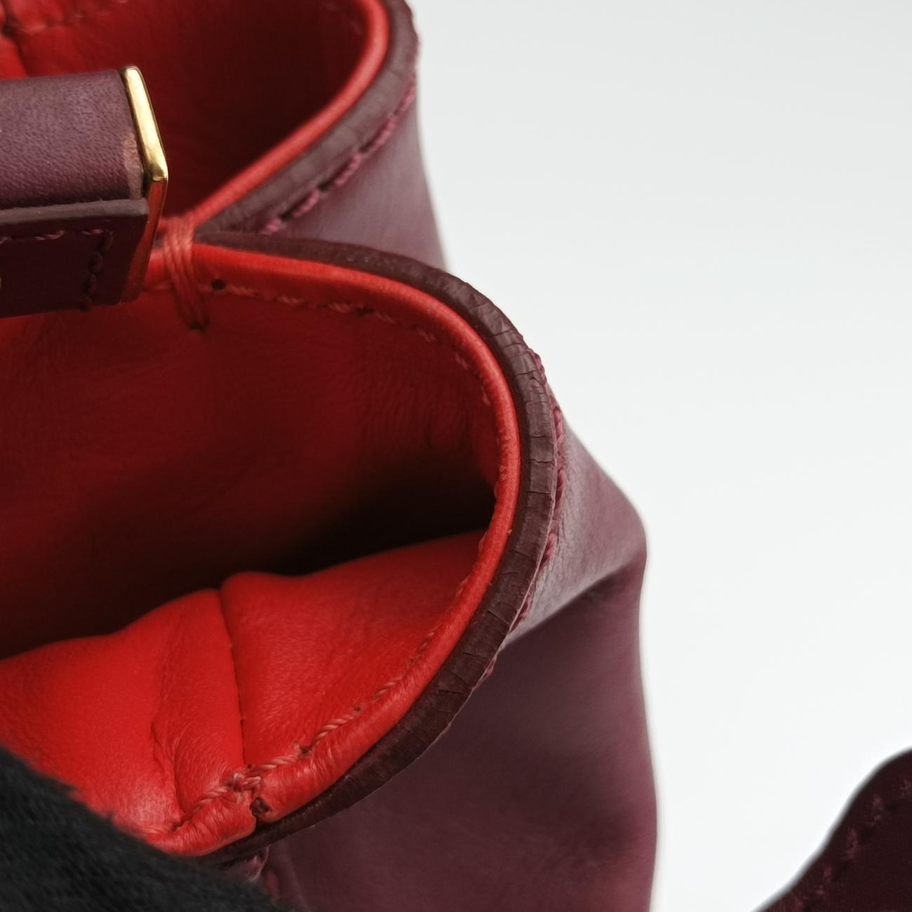 Pre-owned Fendi PEEKABOO Burgundy Leather 8BN226 shoulderbag | stylenewstar