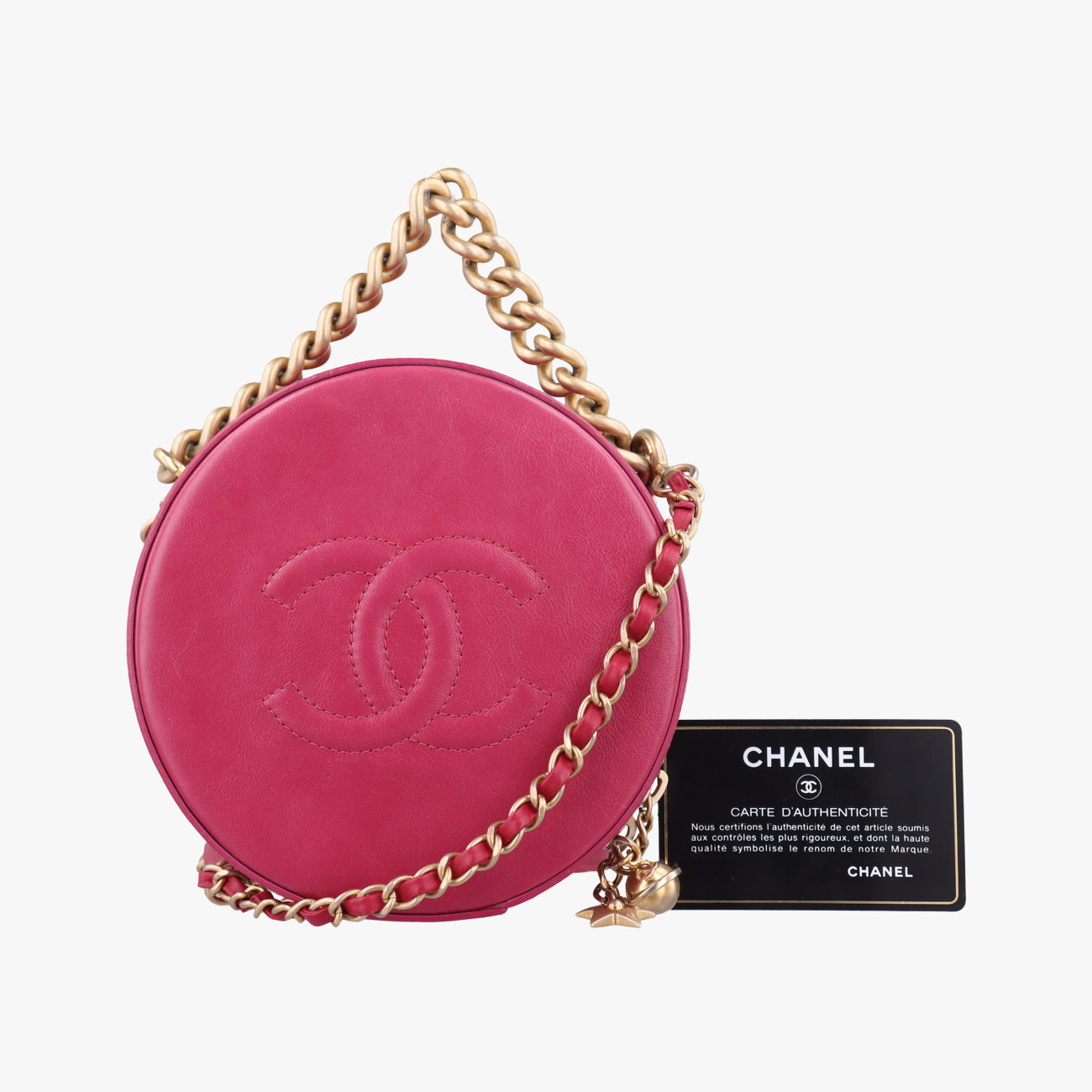 Pre-owned Chanel Round As Earth Rose lambskin A91946 shoulderbag | stylenewstar