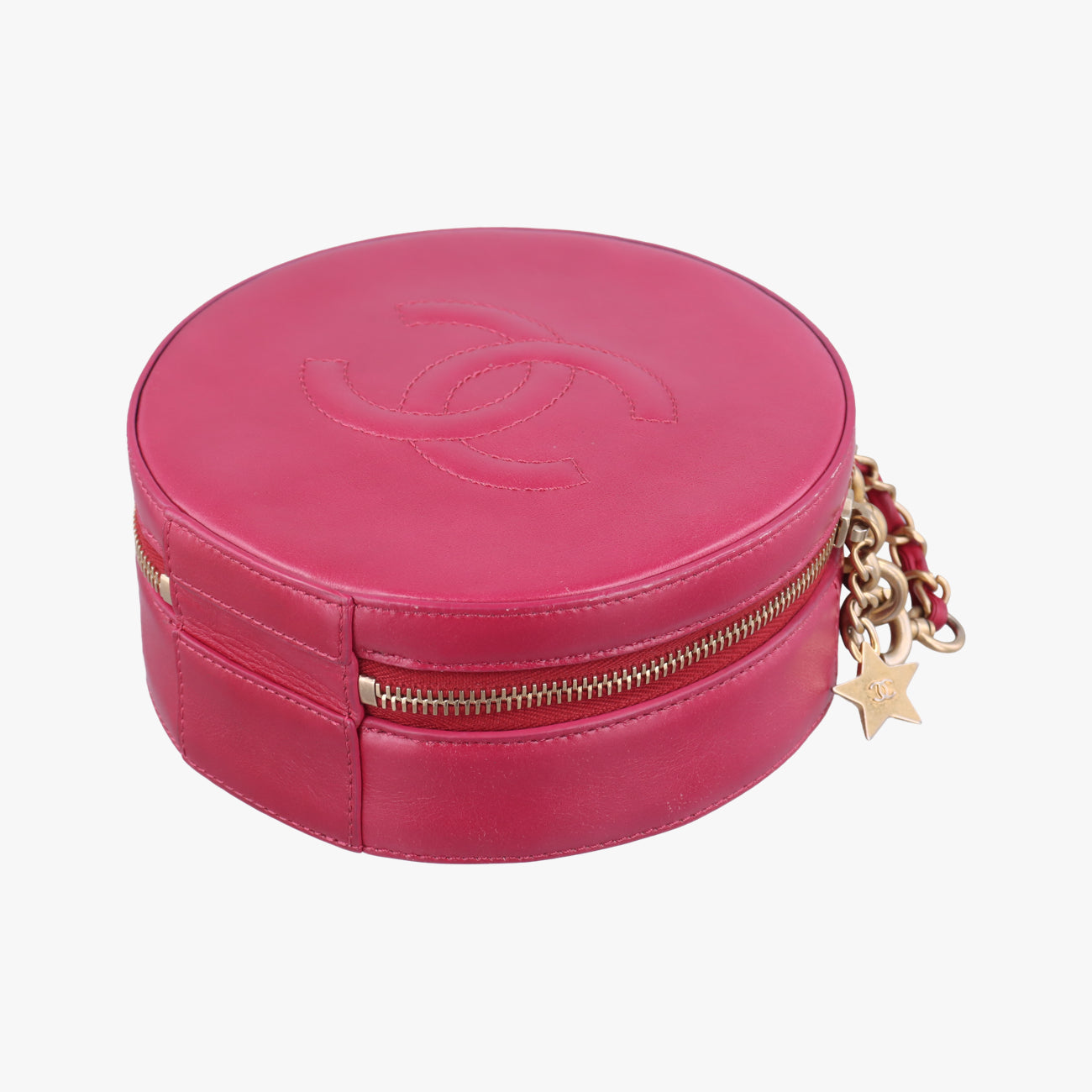 Pre-owned Chanel Round As Earth Rose lambskin A91946 shoulderbag | stylenewstar