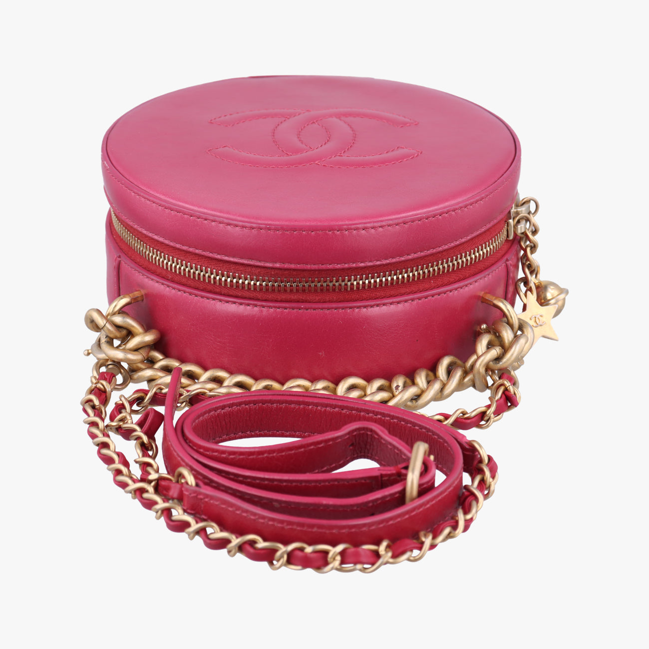 Pre-owned Chanel Round As Earth Rose lambskin A91946 shoulderbag | stylenewstar