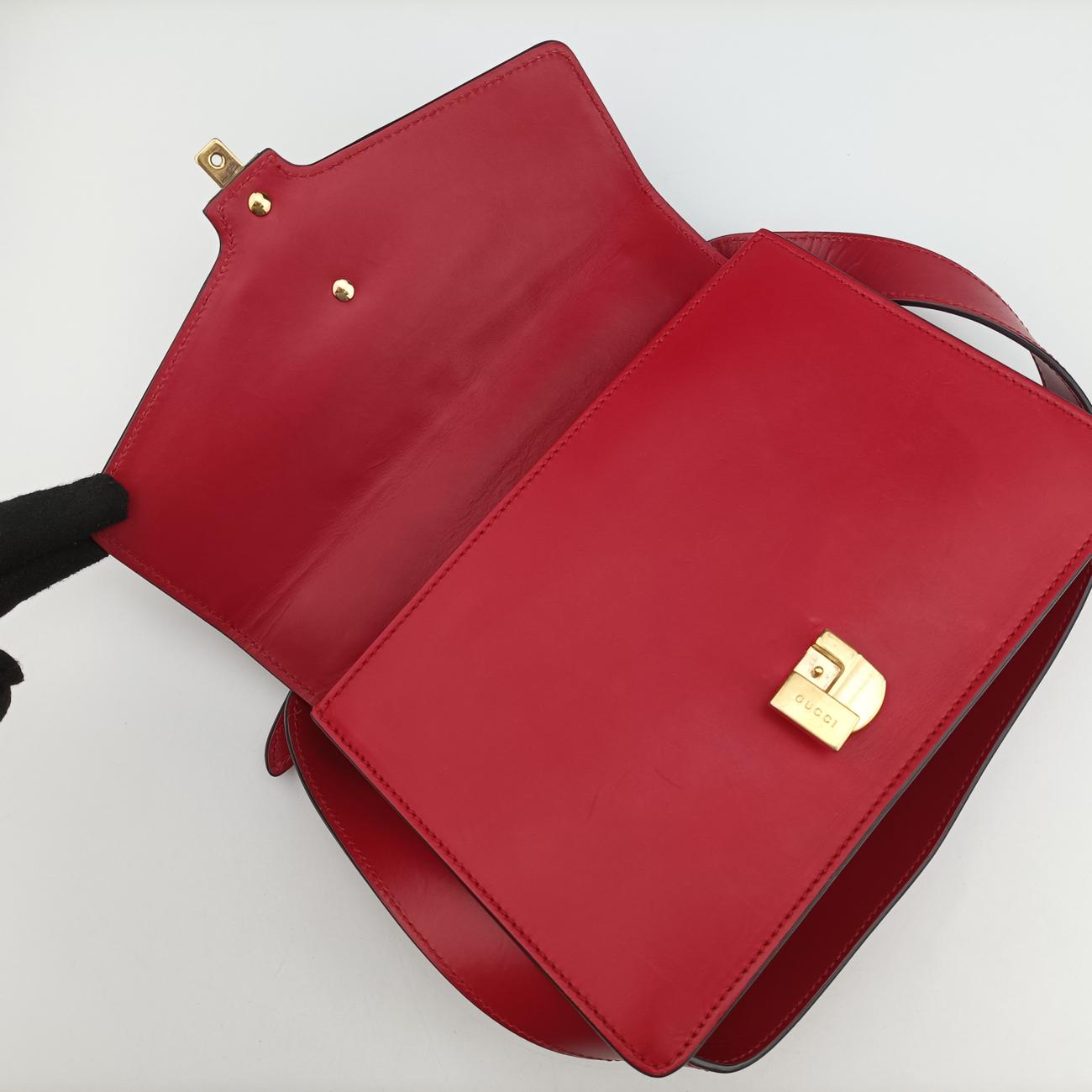 Pre-owned Gucci Sylvie Red×black Leather 421882 shoulderbag | stylenewstar