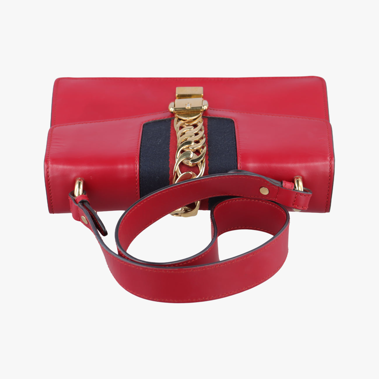 Pre-owned Gucci Sylvie Red×black Leather 421882 shoulderbag | stylenewstar