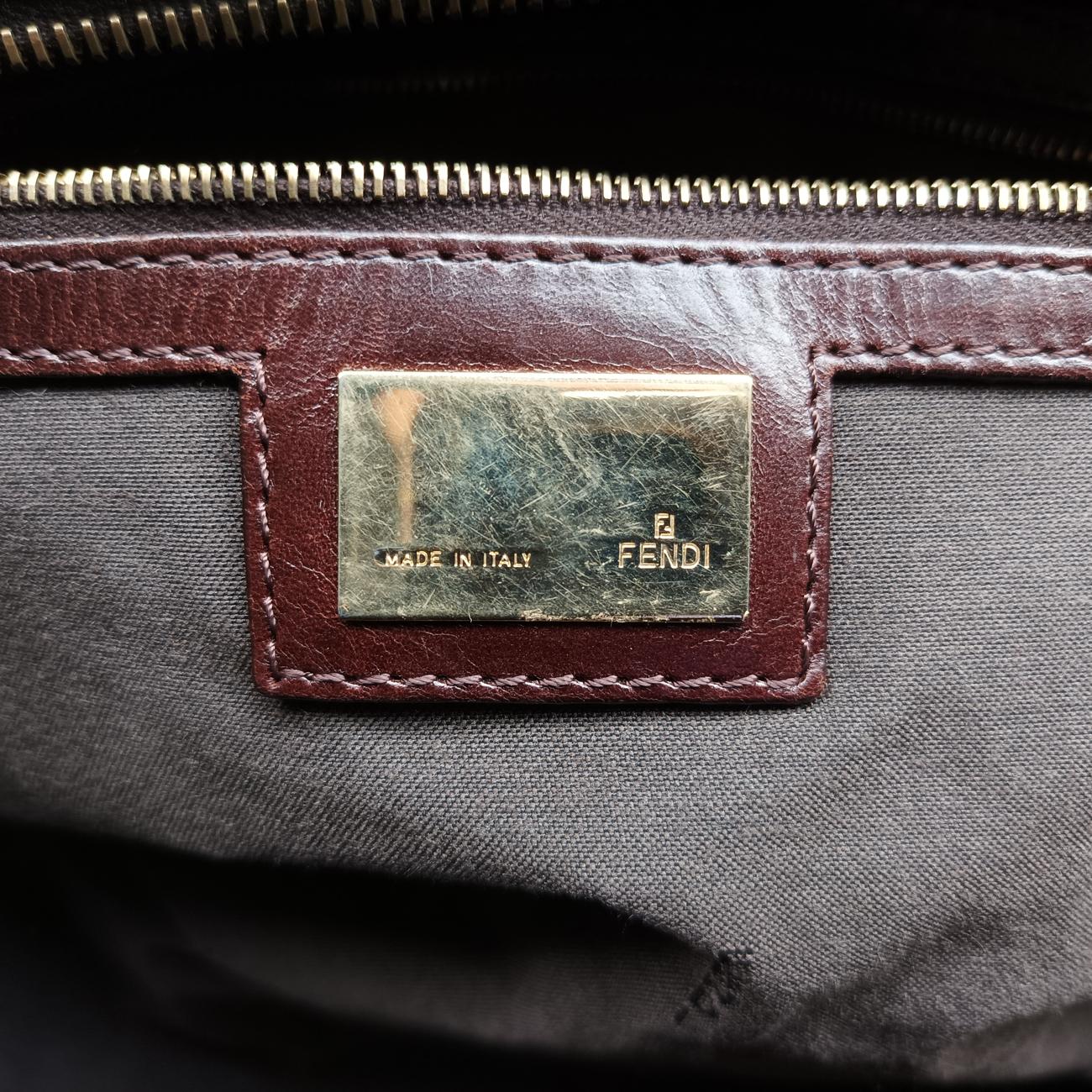 Pre-owned Fendi Zucca Print Brown Leather 8BH186 shoulderbag | stylenewstar