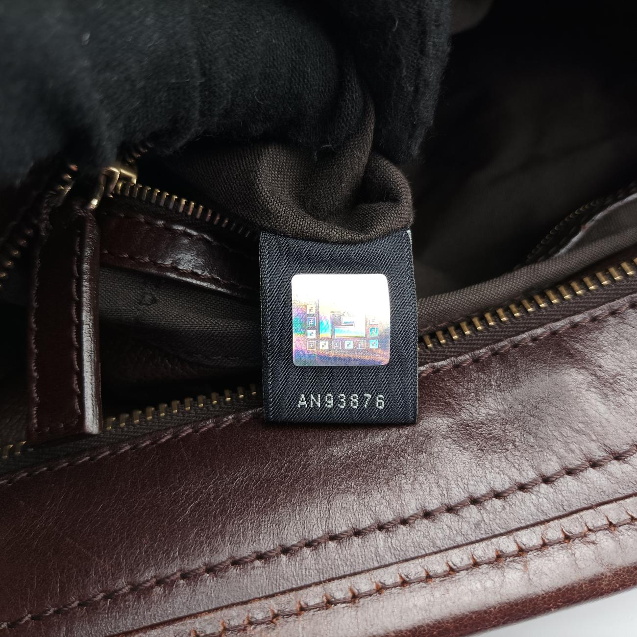 Pre-owned Fendi Zucca Print Brown Leather 8BH186 shoulderbag | stylenewstar