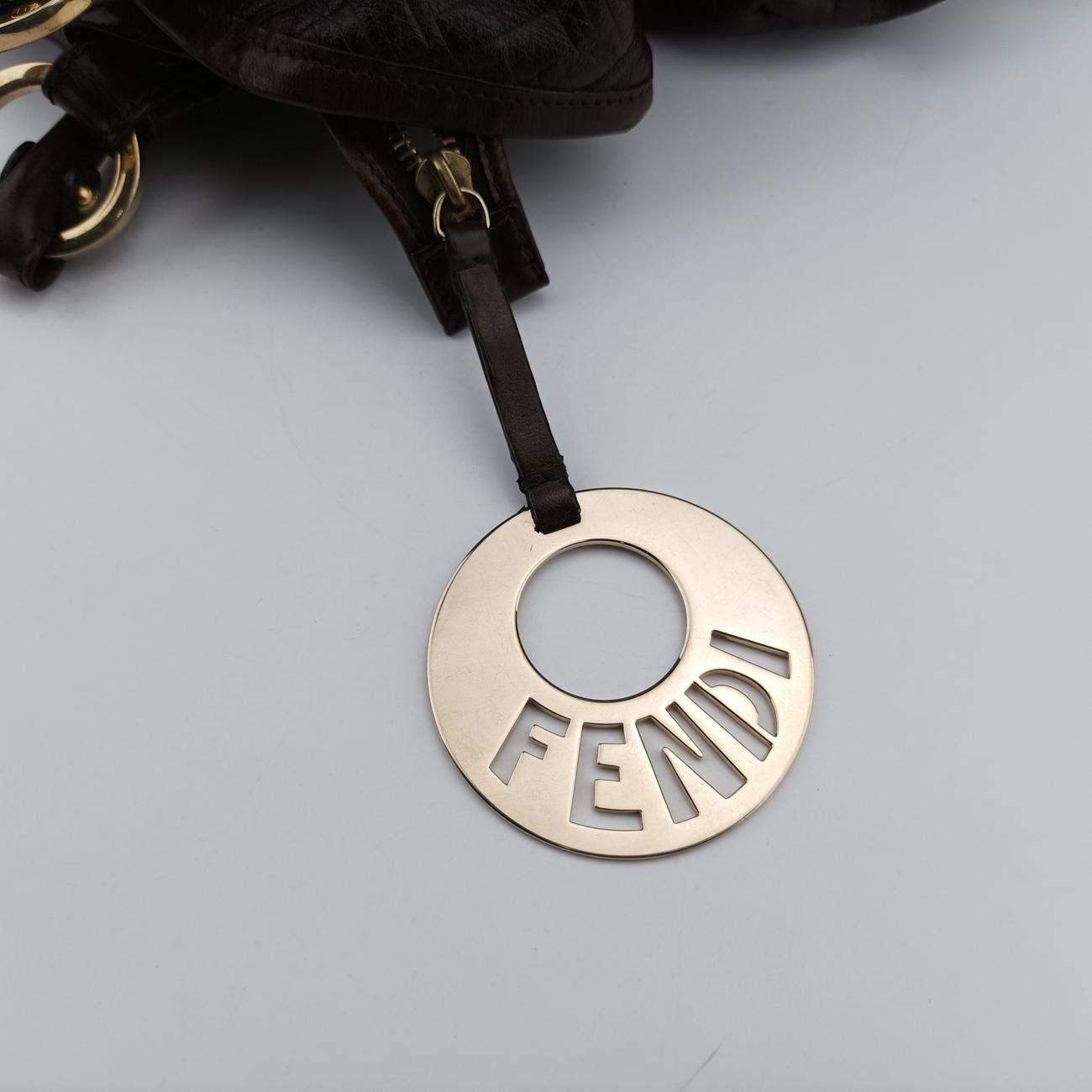 Pre-owned Fendi Zucca Print Brown Leather 8BH186 shoulderbag | stylenewstar