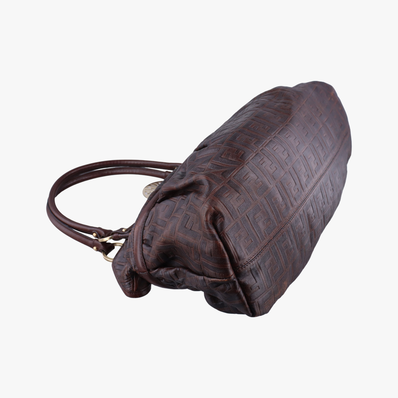 Pre-owned Fendi Zucca Print Brown Leather 8BH186 shoulderbag | stylenewstar