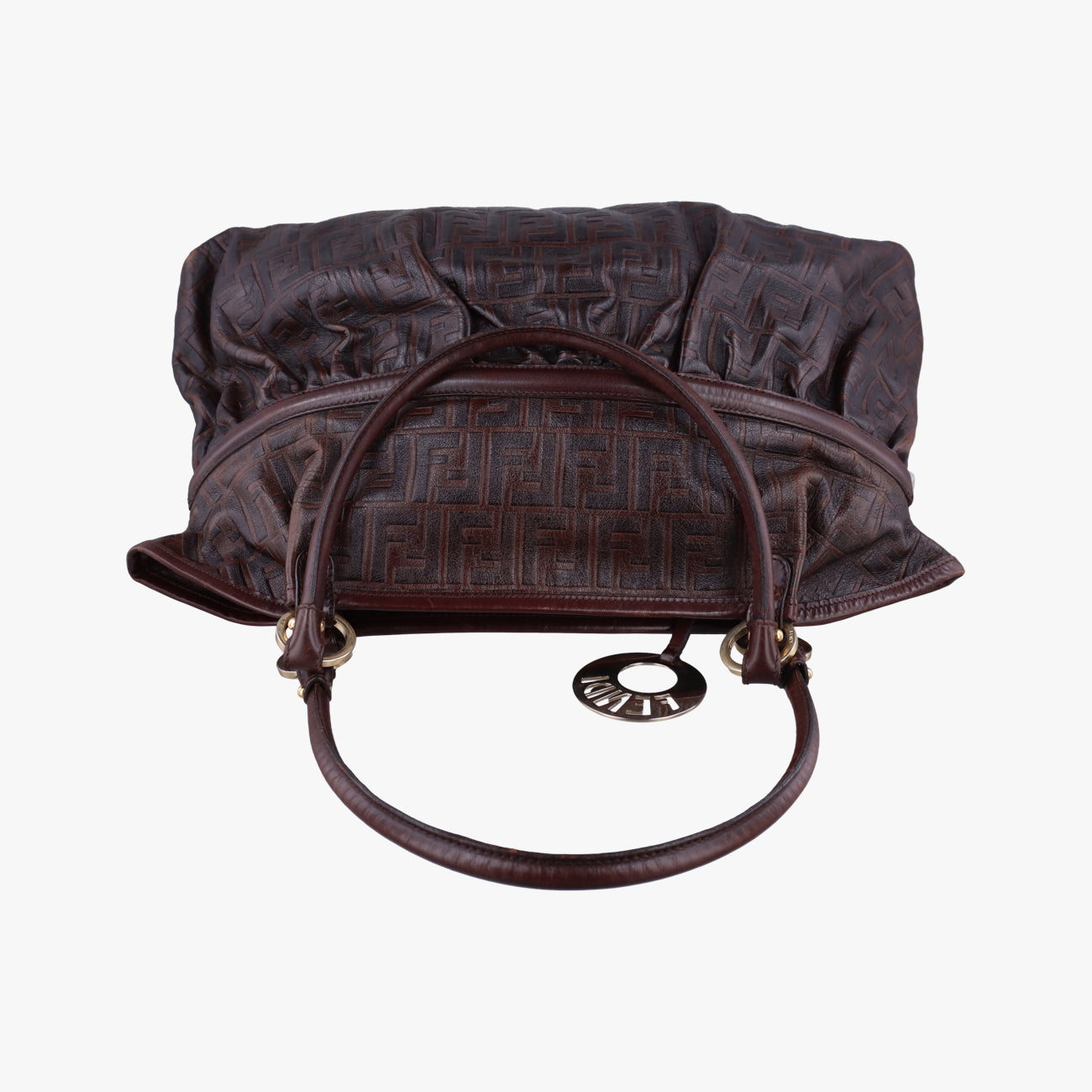 Pre-owned Fendi Zucca Print Brown Leather 8BH186 shoulderbag | stylenewstar