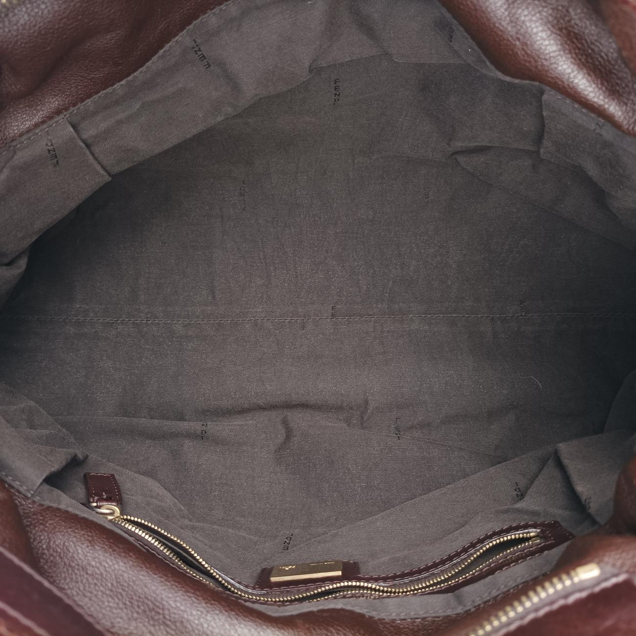 Pre-owned Fendi Zucca Print Brown Leather 8BH186 shoulderbag | stylenewstar