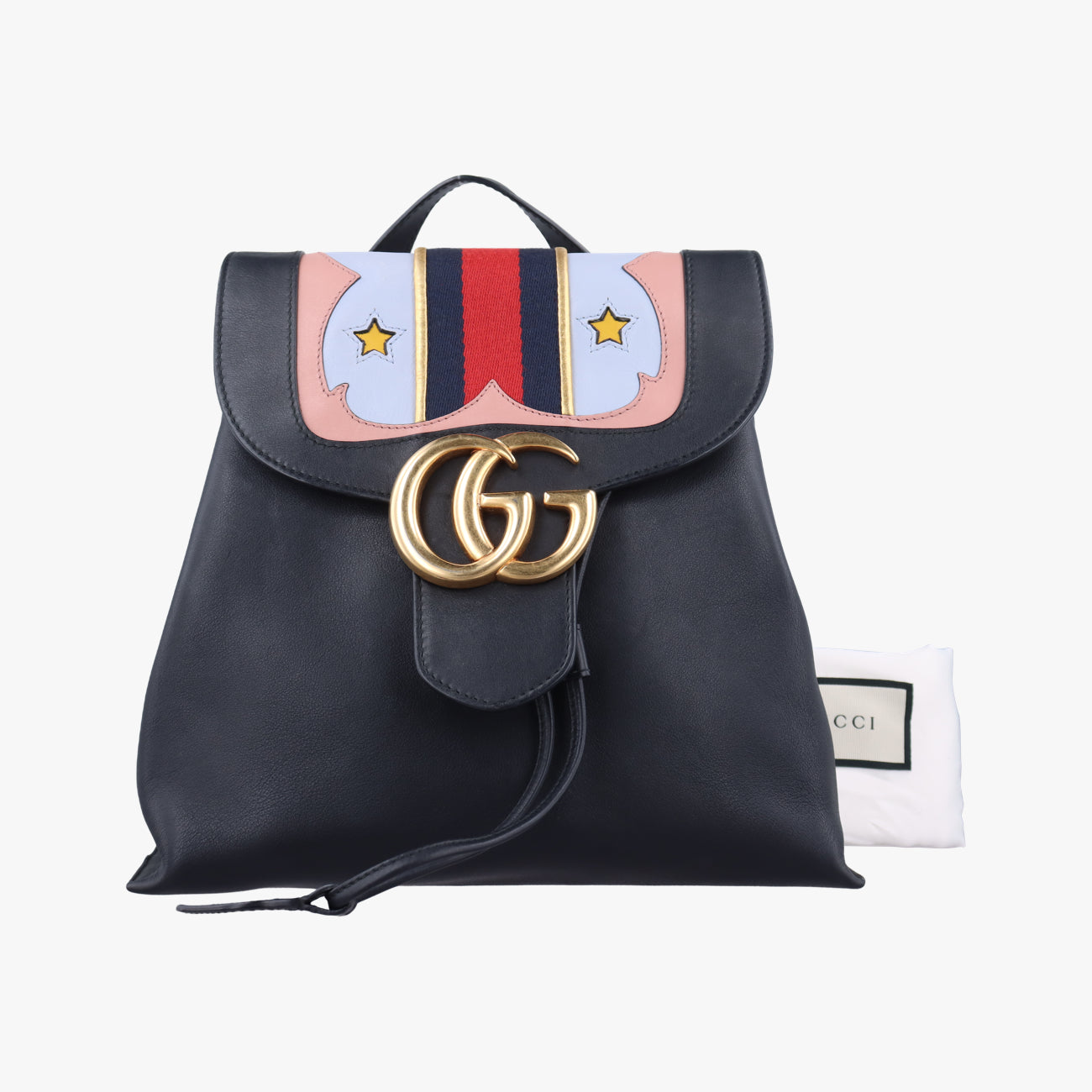 Pre-owned Gucci GG Marmont Black×Multicolour Leather 432265 backpack/rucksack | stylenewstar