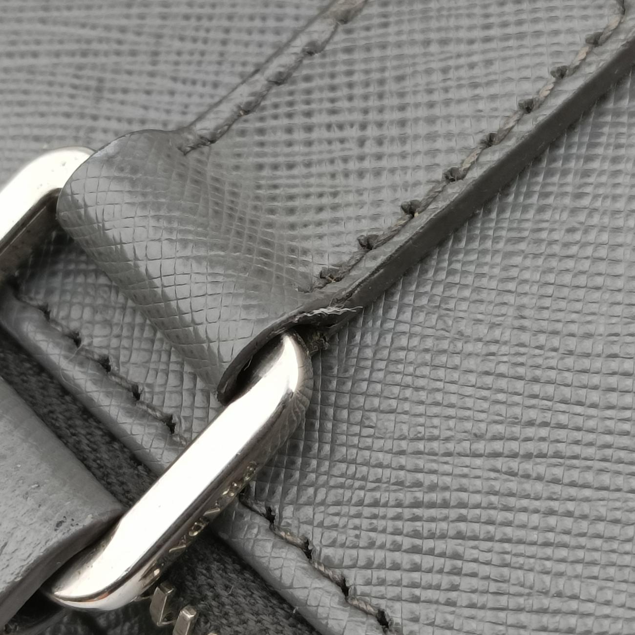 Vintage Prada Triangle Logo Plate Grey Saffiano Leather  handbag | stylenewstar