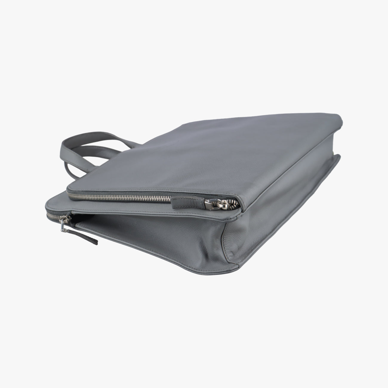 Vintage Prada Triangle Logo Plate Grey Saffiano Leather  handbag | stylenewstar