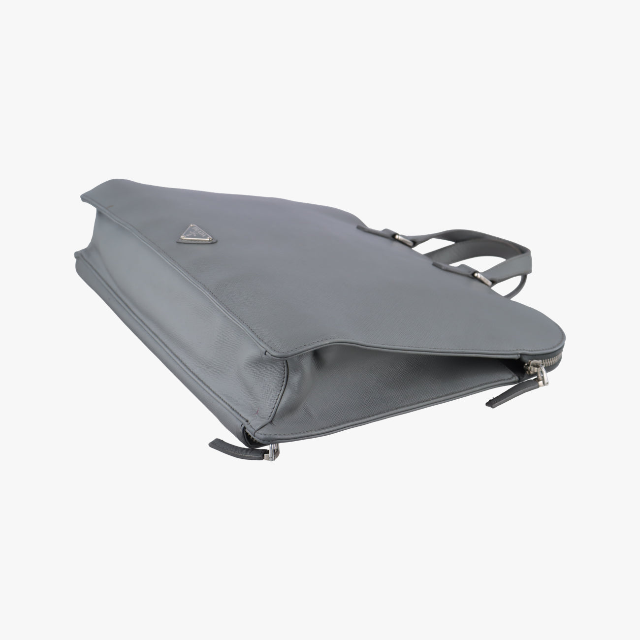 Vintage Prada Triangle Logo Plate Grey Saffiano Leather  handbag | stylenewstar