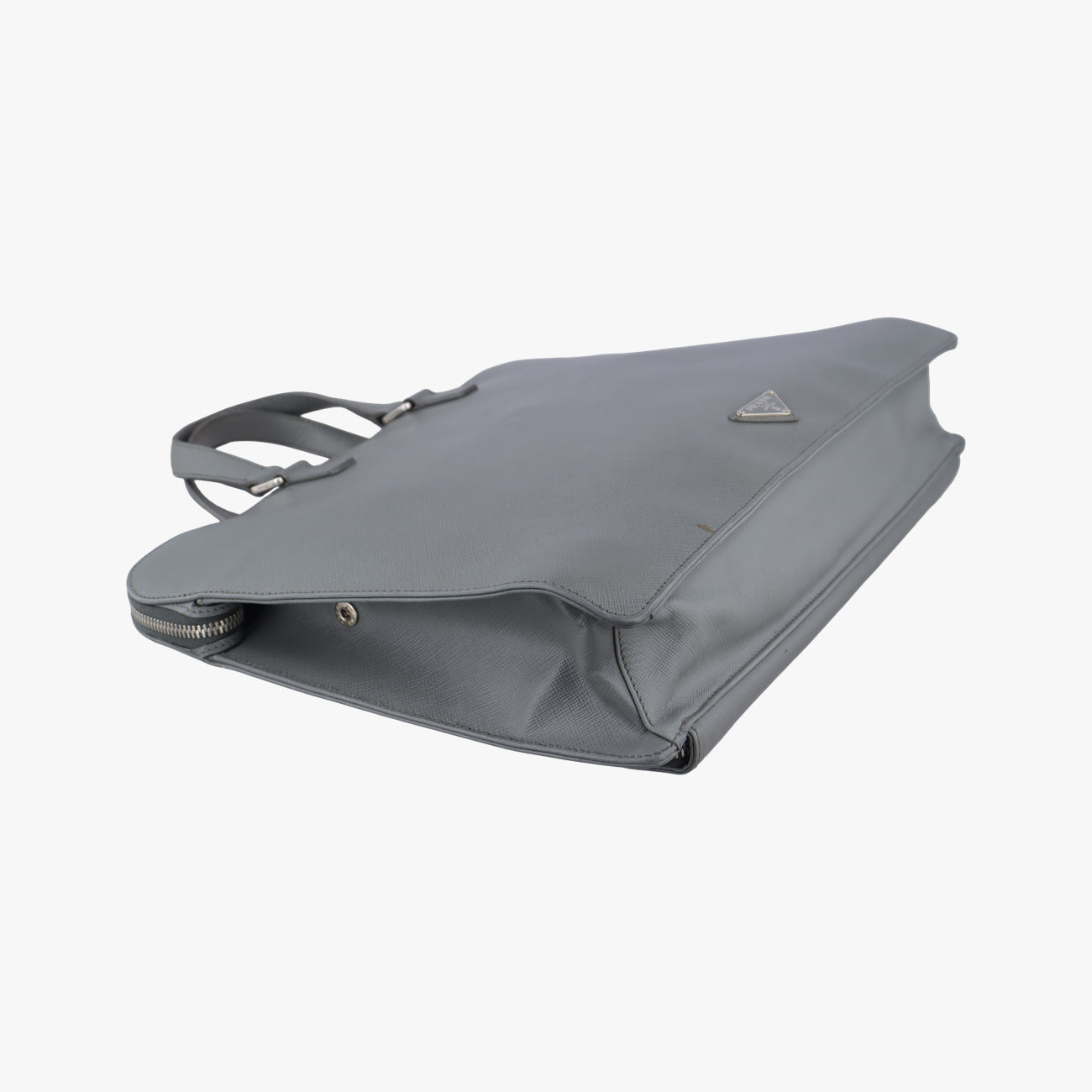 Vintage Prada Triangle Logo Plate Grey Saffiano Leather  handbag | stylenewstar